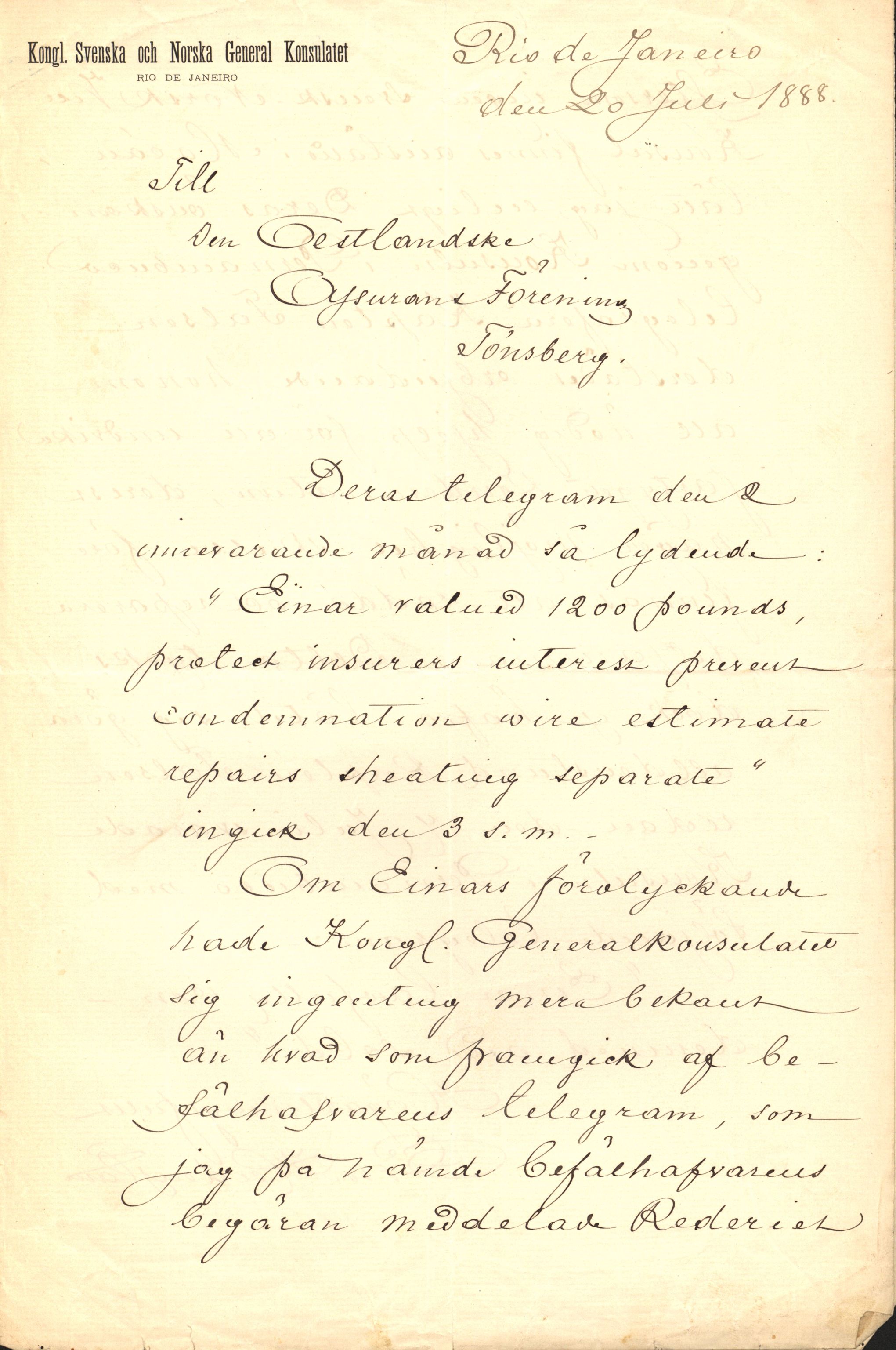 Pa 63 - Østlandske skibsassuranceforening, VEMU/A-1079/G/Ga/L0023/0003: Havaridokumenter / Else Katrine, Einar, Ethel, Finland, Favour, 1888, s. 31