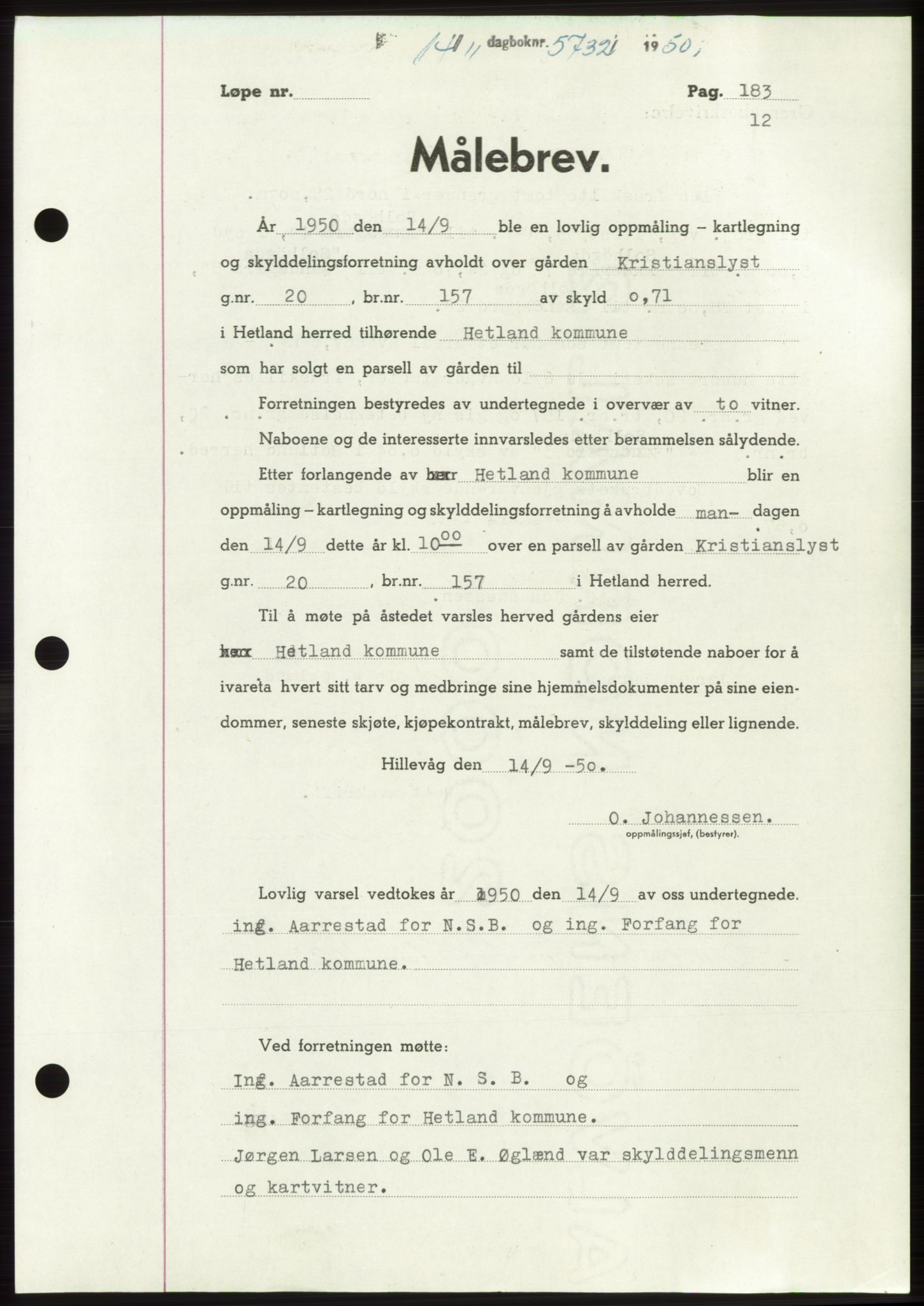 Jæren sorenskriveri, SAST/A-100310/03/G/Gba/L0110: Pantebok, 1950-1950, Dagboknr: 5732/1950