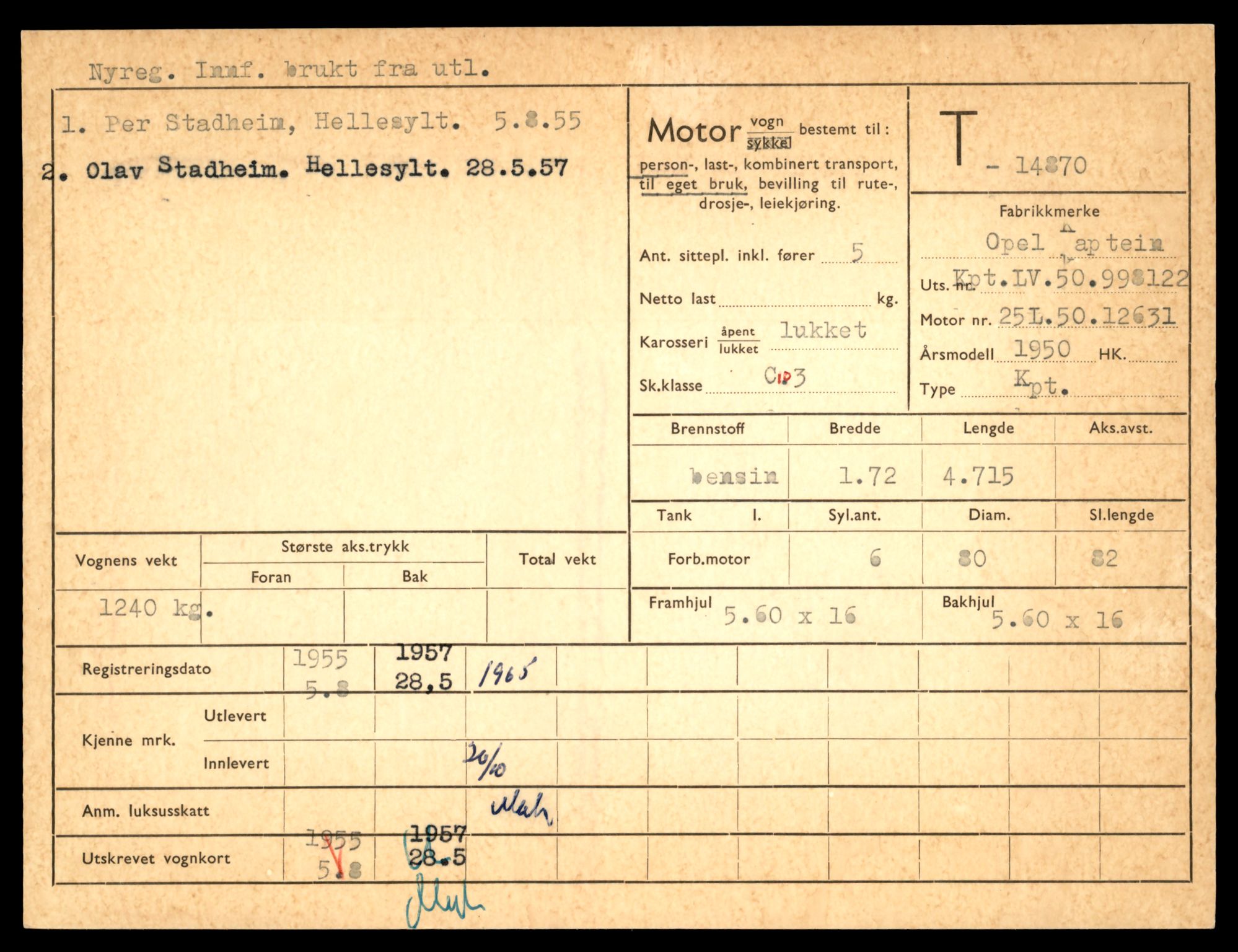 Møre og Romsdal vegkontor - Ålesund trafikkstasjon, SAT/A-4099/F/Fe/L0049: Registreringskort for kjøretøy T 14864 - T 18613, 1927-1998, s. 151