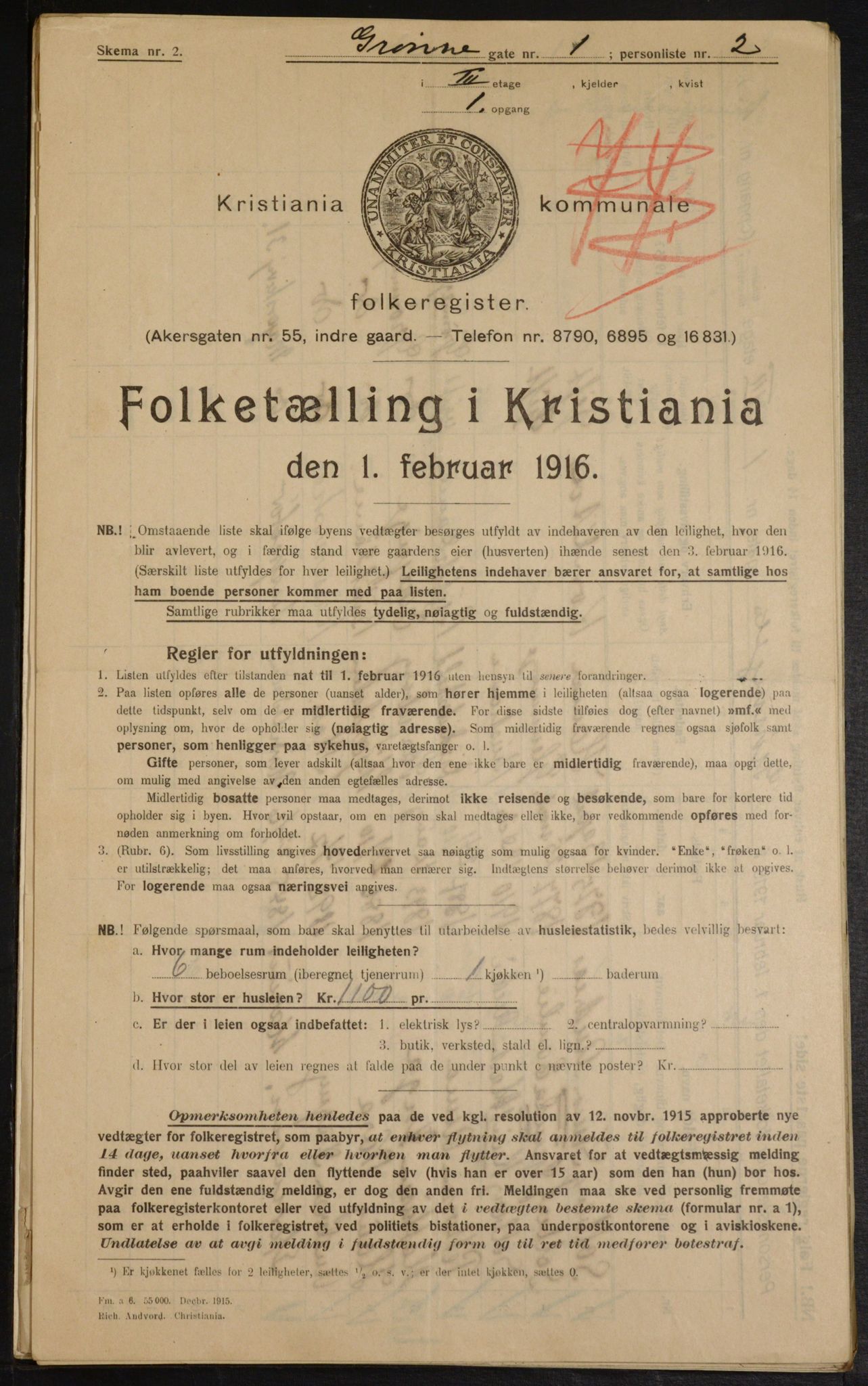 OBA, Kommunal folketelling 1.2.1916 for Kristiania, 1916, s. 32804