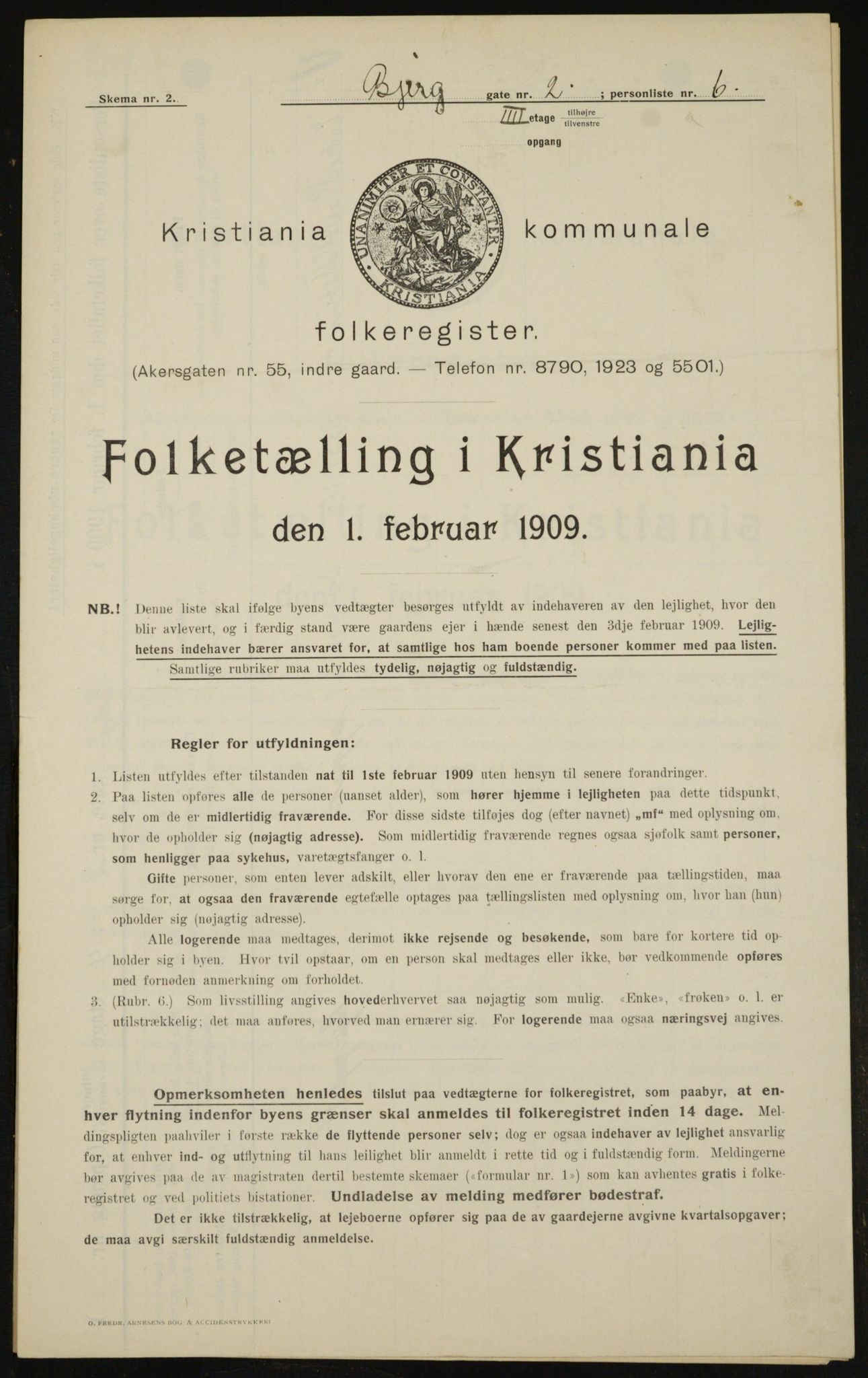 OBA, Kommunal folketelling 1.2.1909 for Kristiania kjøpstad, 1909, s. 4925