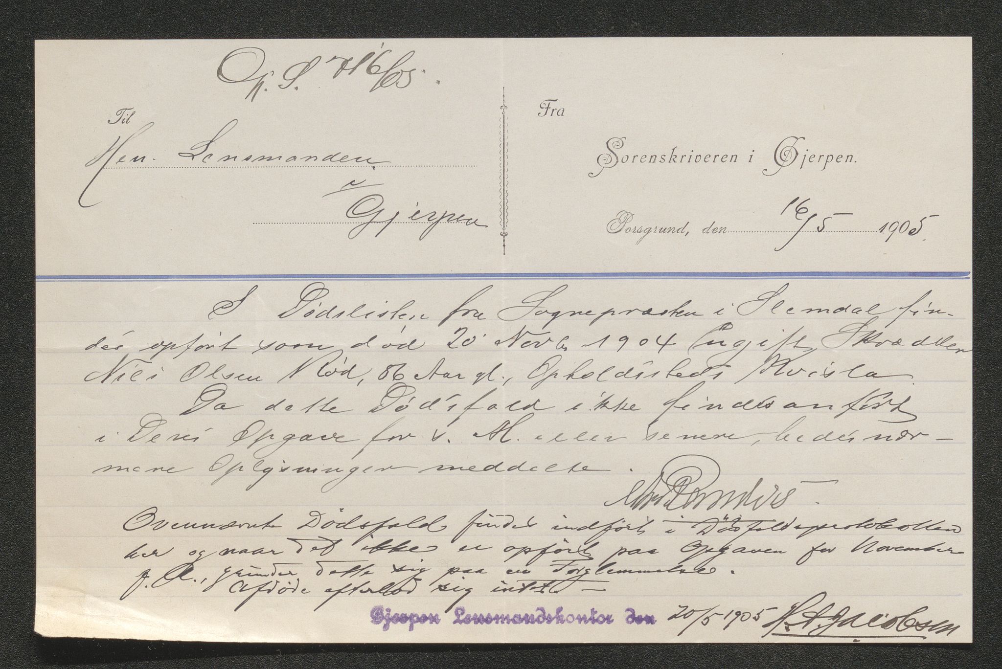 Gjerpen sorenskriveri, SAKO/A-216/H/Ha/Hab/L0001: Dødsfallsmeldinger, Gjerpen, 1899-1915, s. 226
