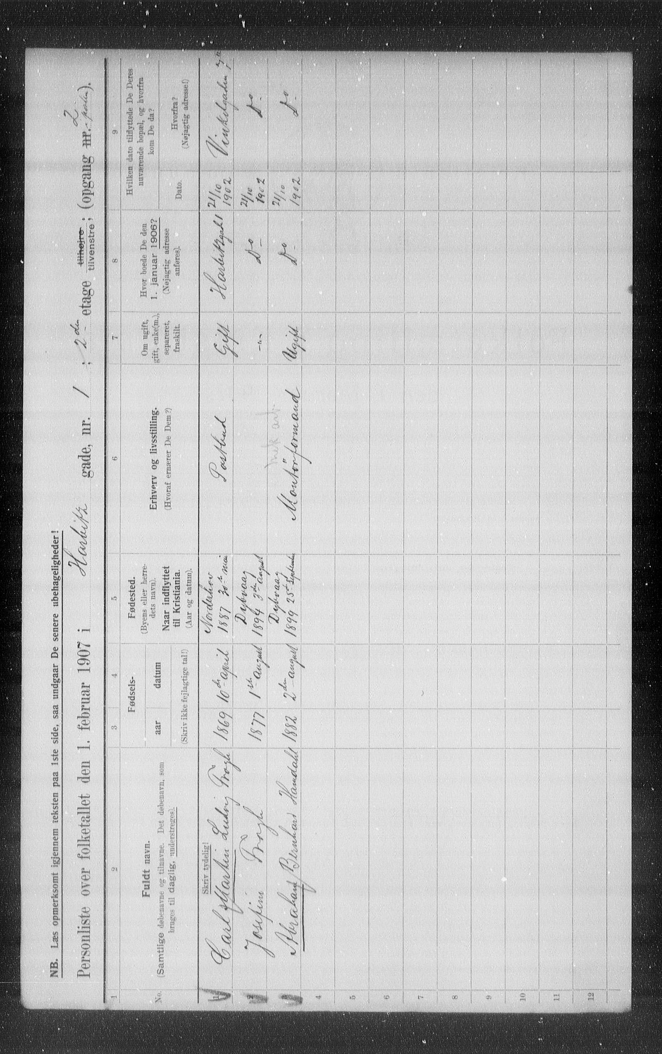 OBA, Kommunal folketelling 1.2.1907 for Kristiania kjøpstad, 1907, s. 17970