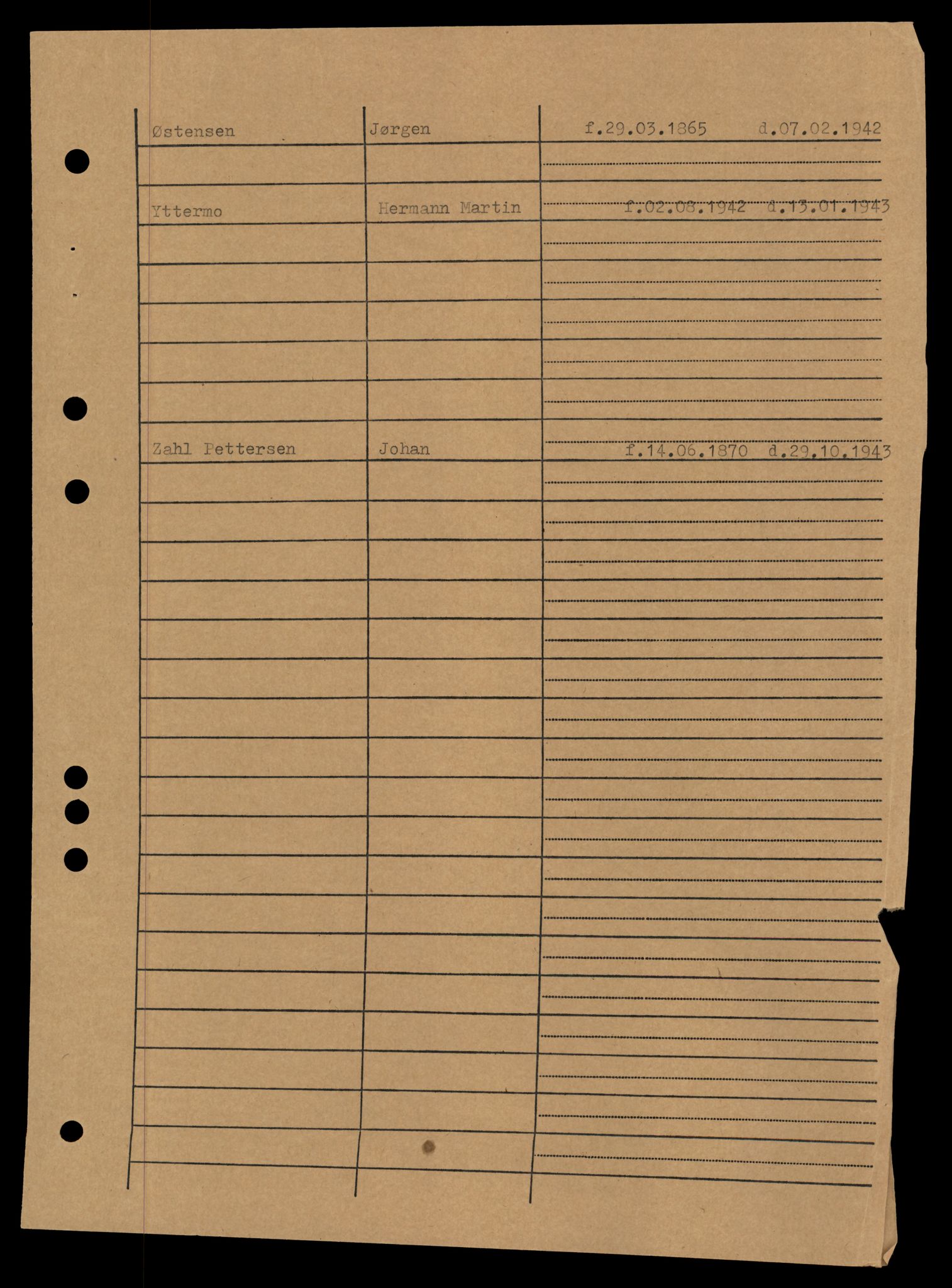Ankenes lensmannskontor, SAT/A-4498/G/Ga/Gaa/L0002: Dødsfallsprotokoller, 1940-1953