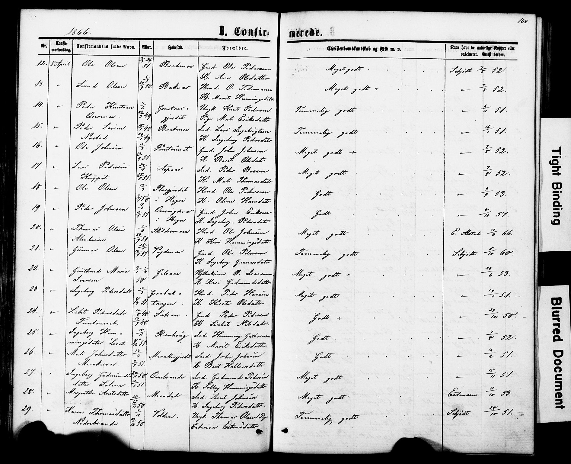 Ministerialprotokoller, klokkerbøker og fødselsregistre - Nord-Trøndelag, SAT/A-1458/706/L0049: Klokkerbok nr. 706C01, 1864-1895, s. 100