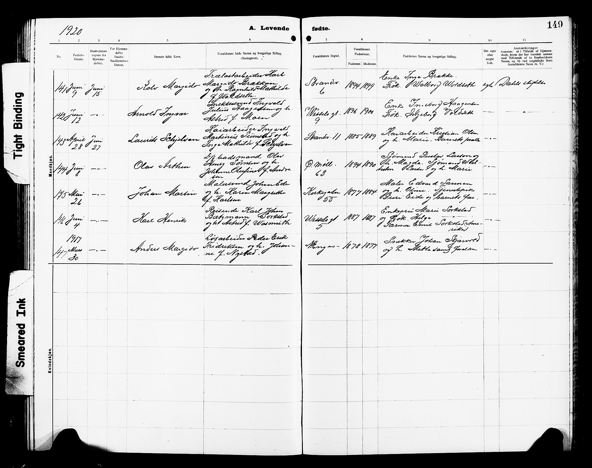 Ministerialprotokoller, klokkerbøker og fødselsregistre - Sør-Trøndelag, SAT/A-1456/605/L0256: Klokkerbok nr. 605C03, 1916-1920, s. 149