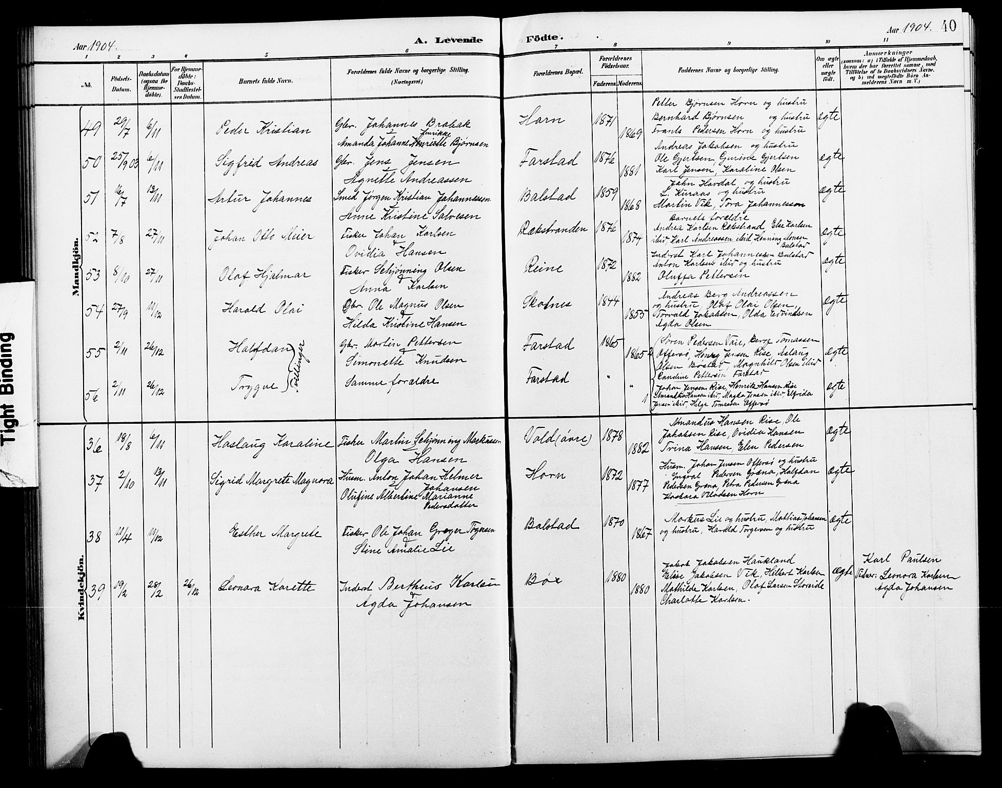 Ministerialprotokoller, klokkerbøker og fødselsregistre - Nordland, AV/SAT-A-1459/881/L1168: Klokkerbok nr. 881C05, 1900-1911, s. 40