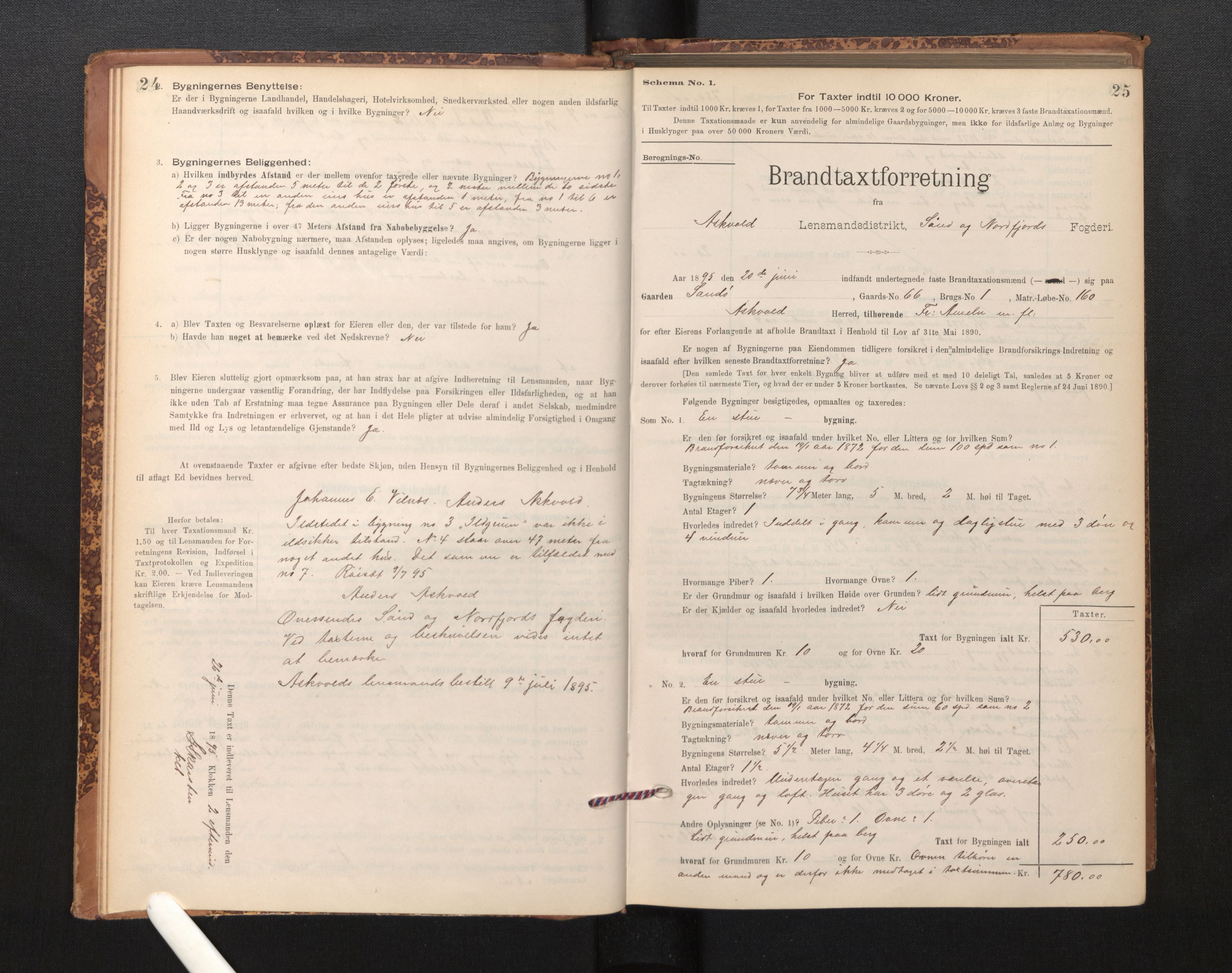 Lensmannen i Askvoll, AV/SAB-A-26301/0012/L0004: Branntakstprotokoll, skjematakst og liste over branntakstmenn, 1895-1932, s. 24-25