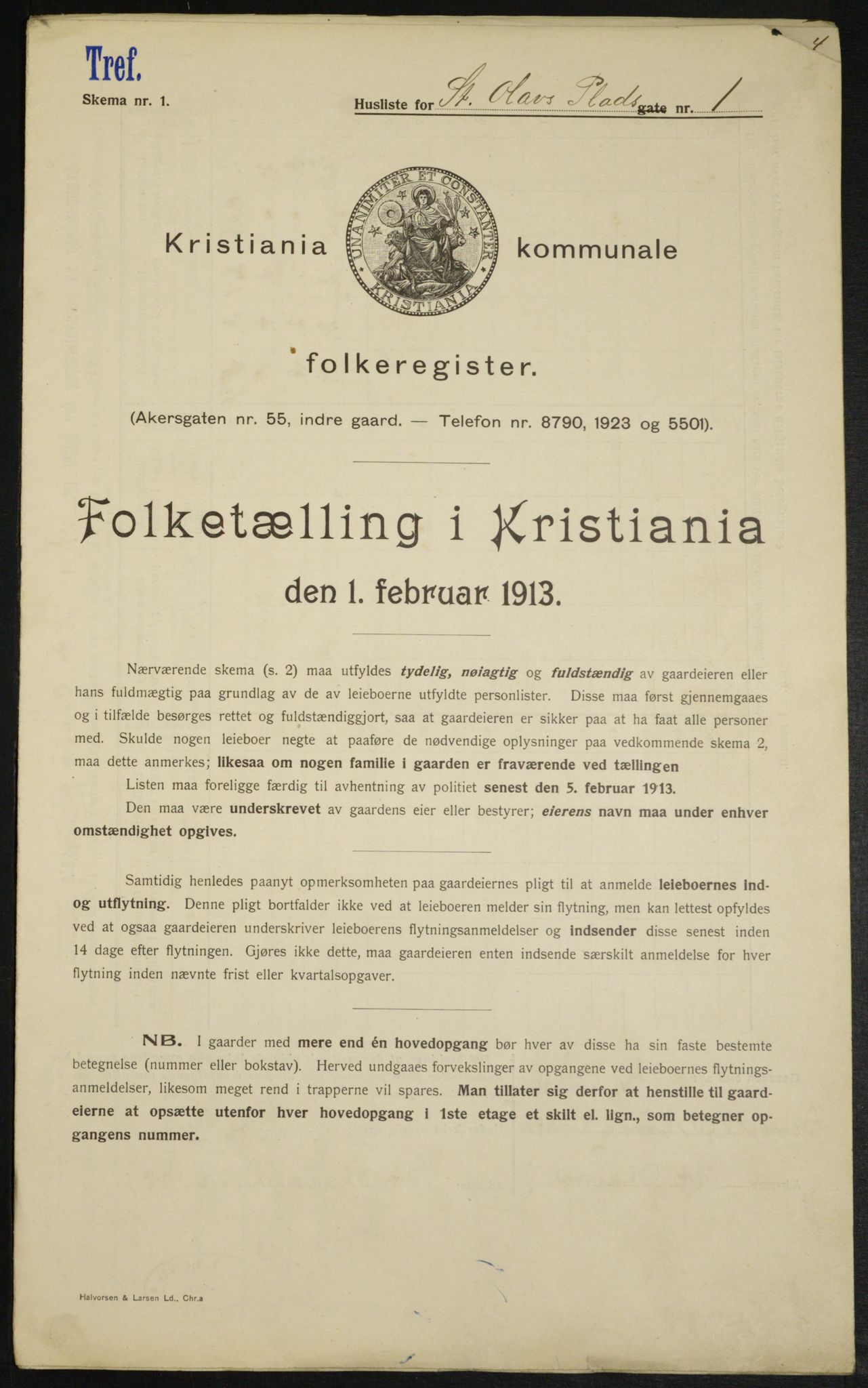 OBA, Kommunal folketelling 1.2.1913 for Kristiania, 1913, s. 88362