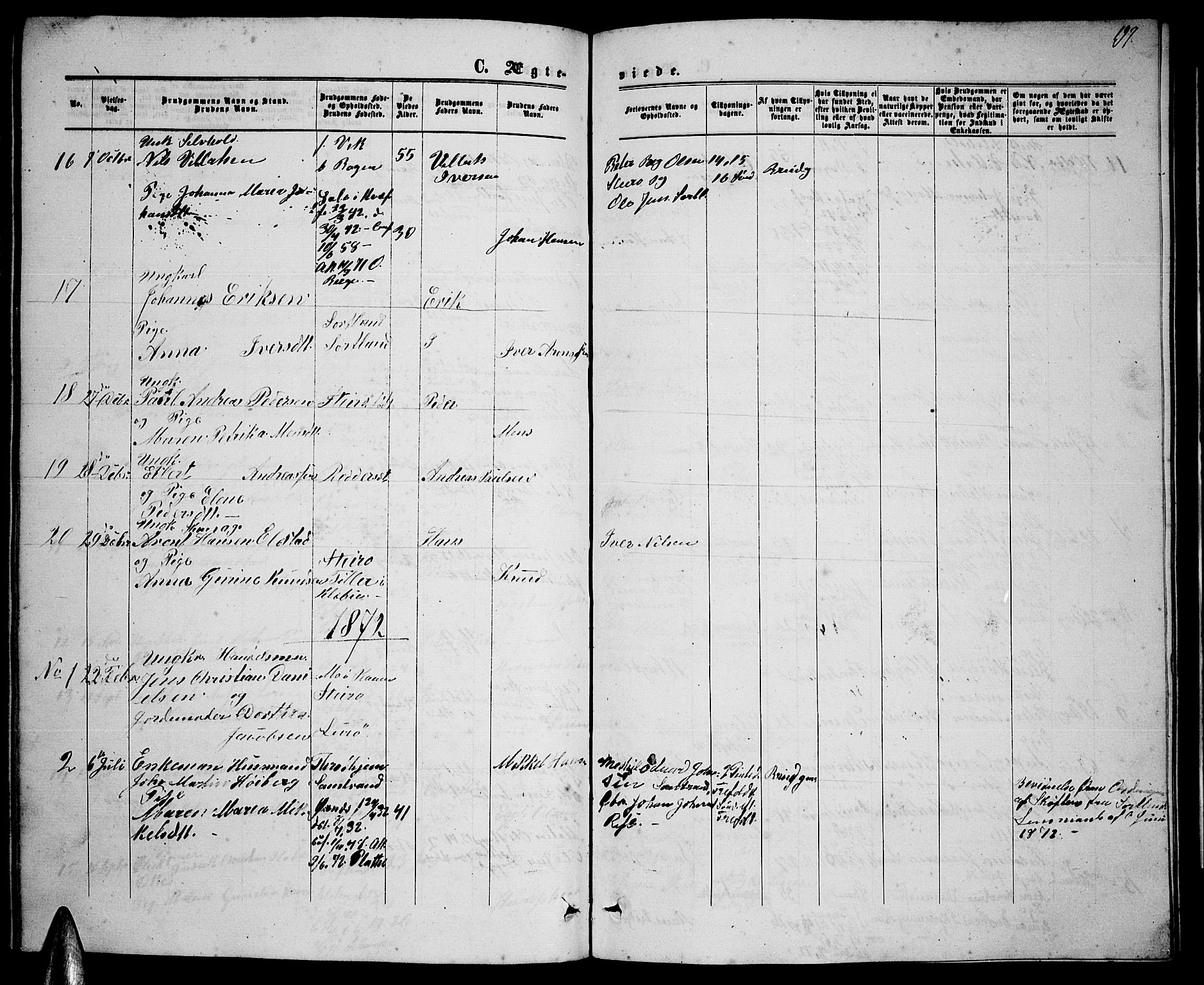 Ministerialprotokoller, klokkerbøker og fødselsregistre - Nordland, AV/SAT-A-1459/895/L1381: Klokkerbok nr. 895C03, 1864-1885, s. 197