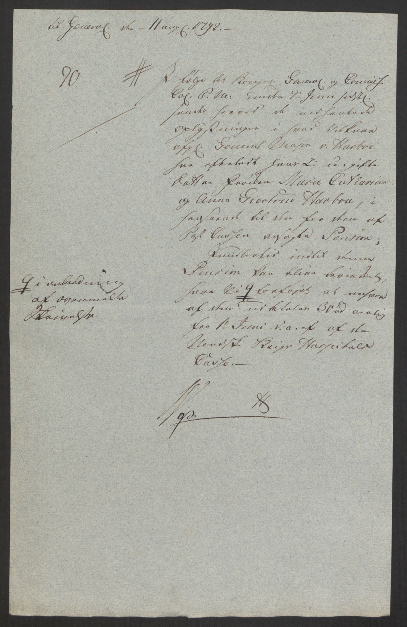 Forsvaret, Den norske kvesthuskasse/krigshospitalkasse, AV/RA-RAFA-1887/F/Fa/L0008: Konsepter, 1790-1793, s. 897