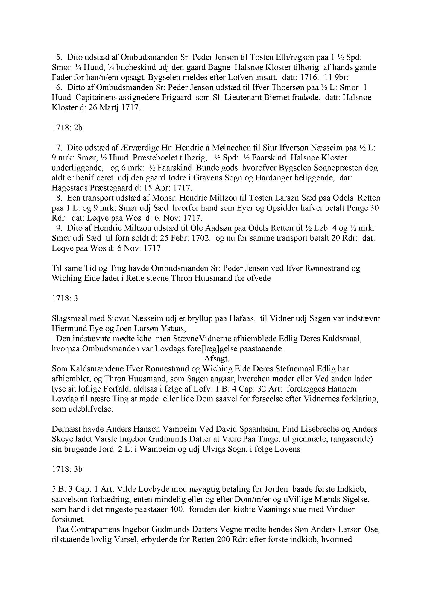 Samling av fulltekstavskrifter, SAB/FULLTEKST/A/12/0082: Hardanger og Voss sorenskriveri, tingbok nr. Ad 8 for Hardanger, Voss og Lysekloster, 1718-1720