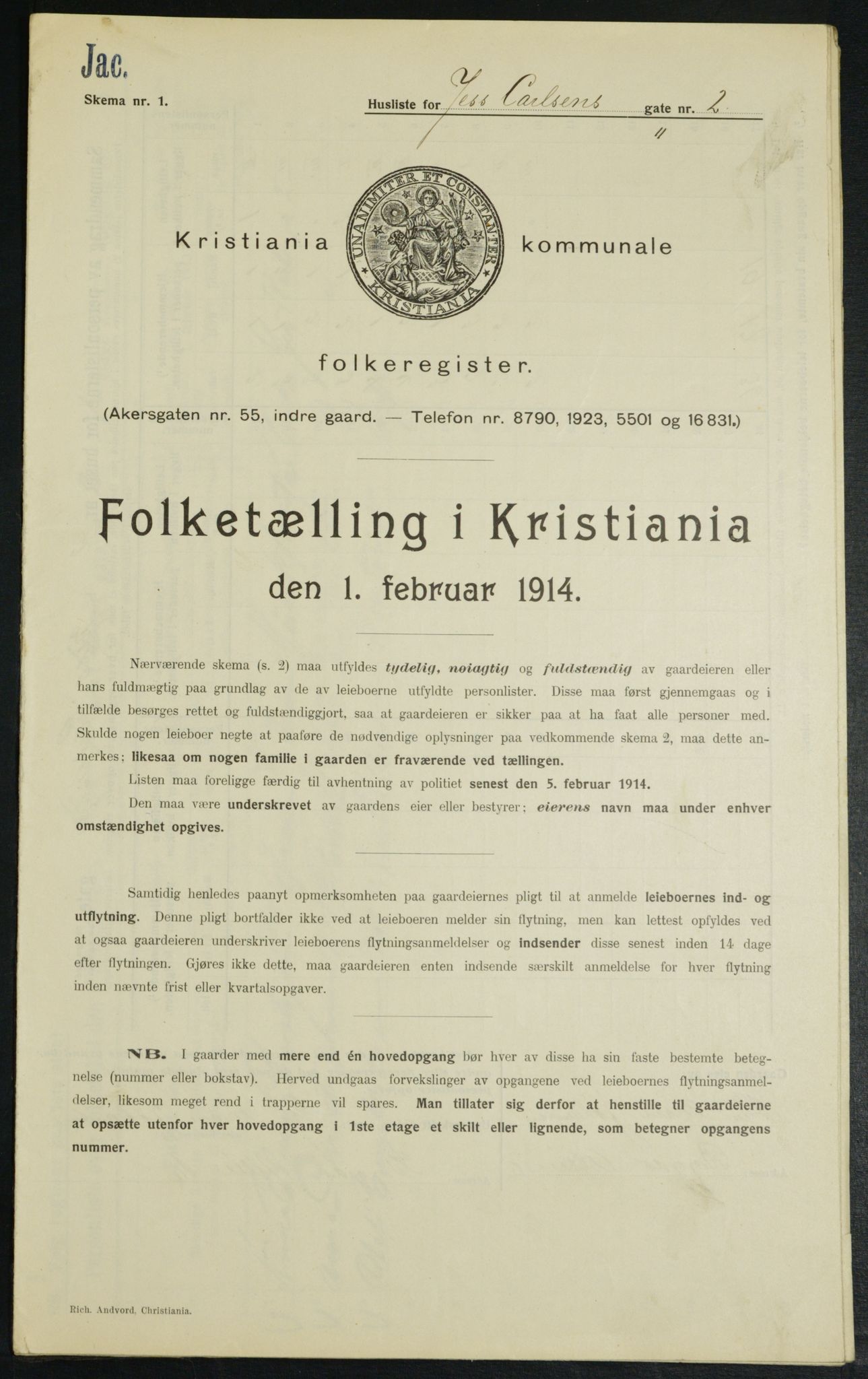 OBA, Kommunal folketelling 1.2.1914 for Kristiania, 1914, s. 46974