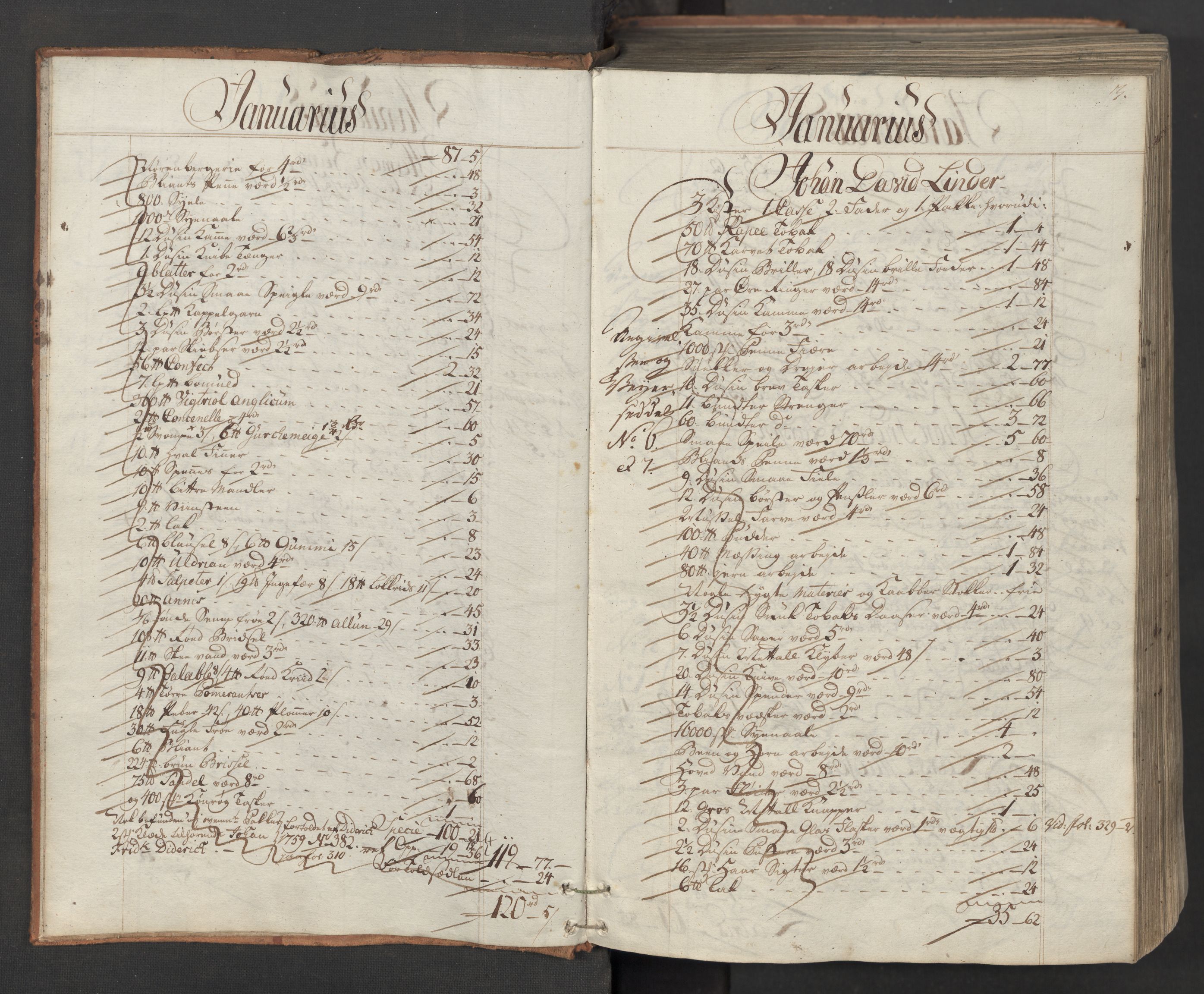 Generaltollkammeret, tollregnskaper, AV/RA-EA-5490/R06/L0054a/0001: Tollregnskaper Kristiania / Inngående hovedtollbok, 1760