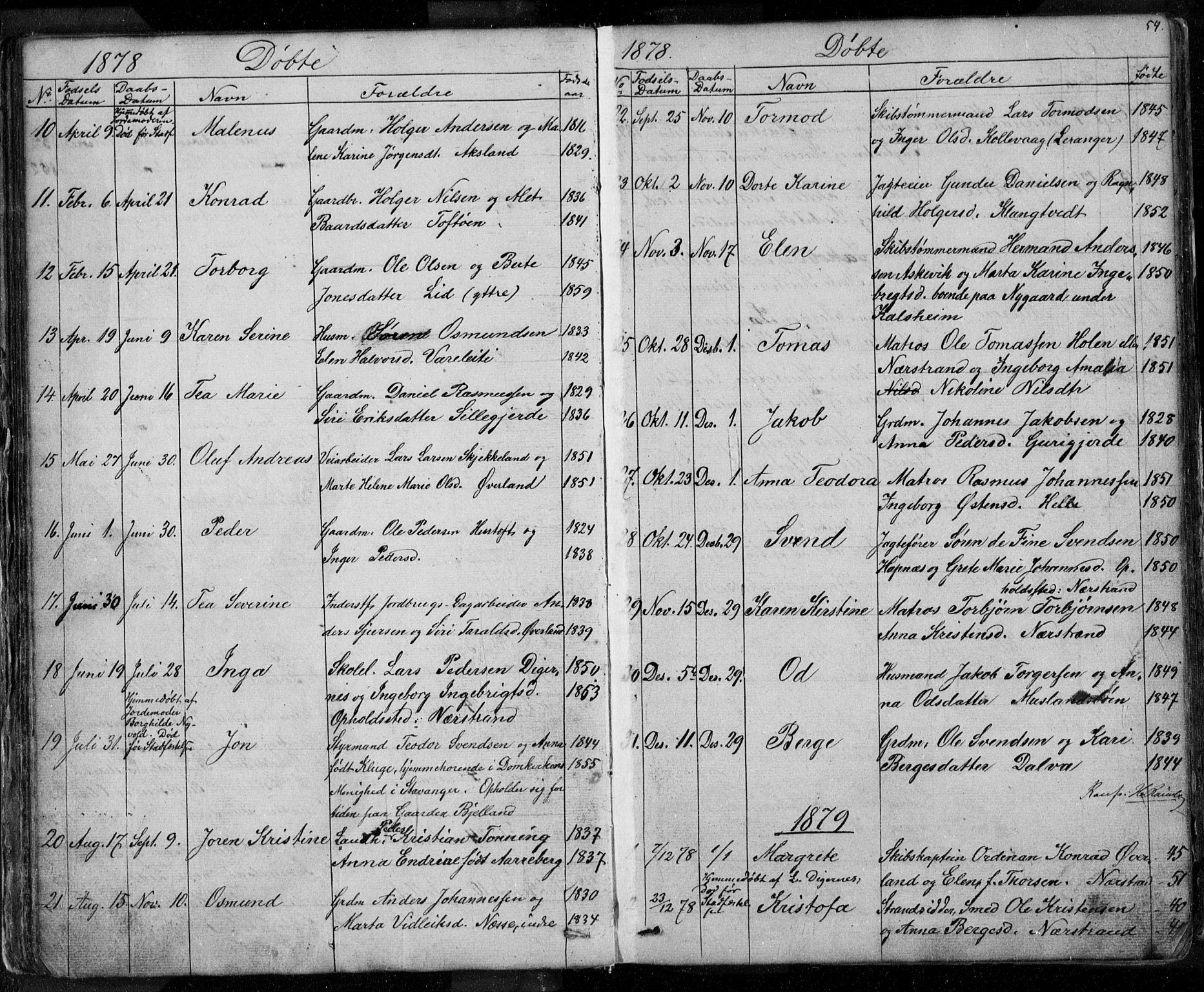 Nedstrand sokneprestkontor, AV/SAST-A-101841/01/V: Klokkerbok nr. B 3, 1848-1933, s. 54
