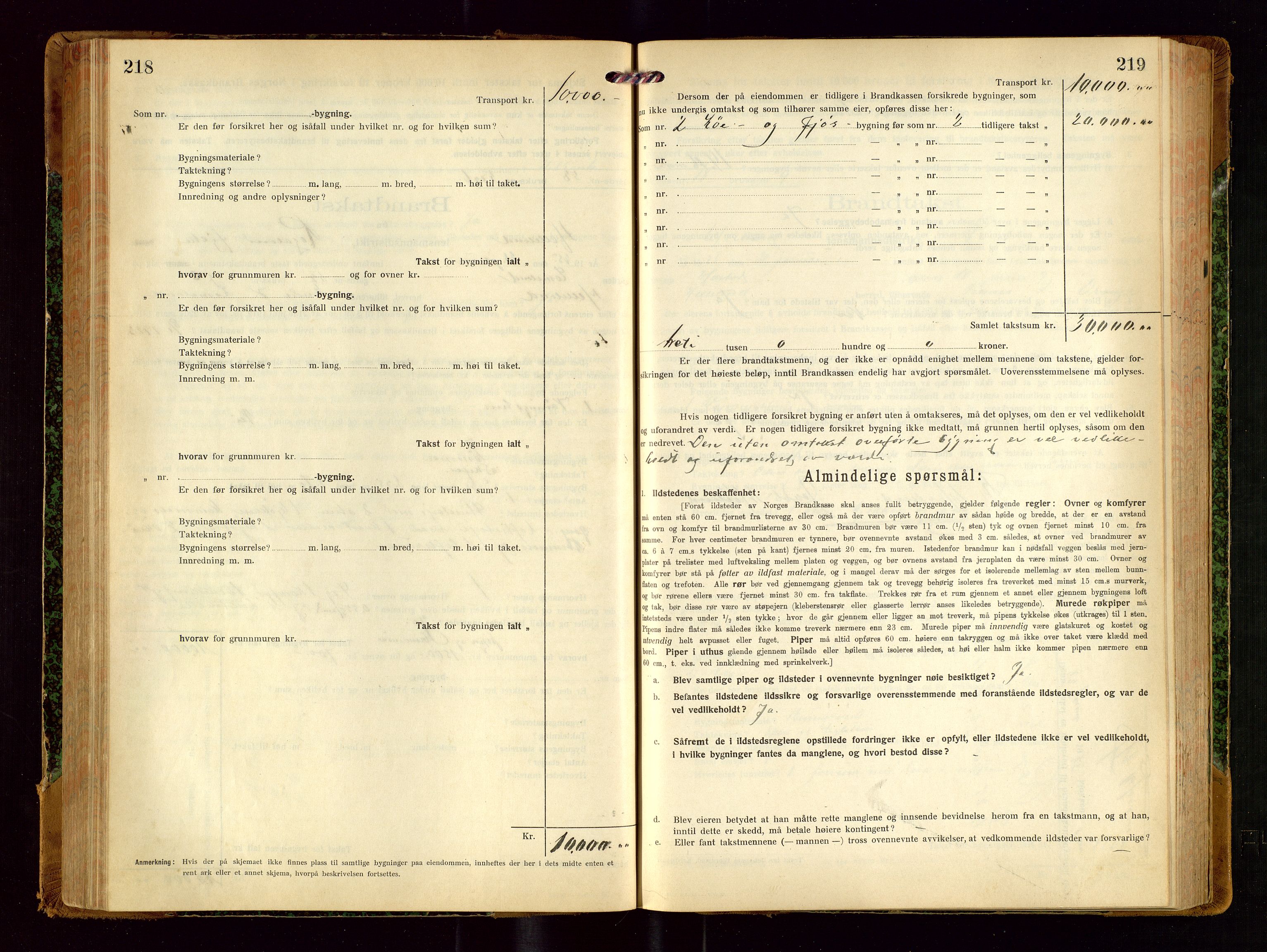 Helleland lensmannskontor, SAST/A-100209/Gob/L0002: "Brandtakstprotokoll", 1921-1930, s. 218-219