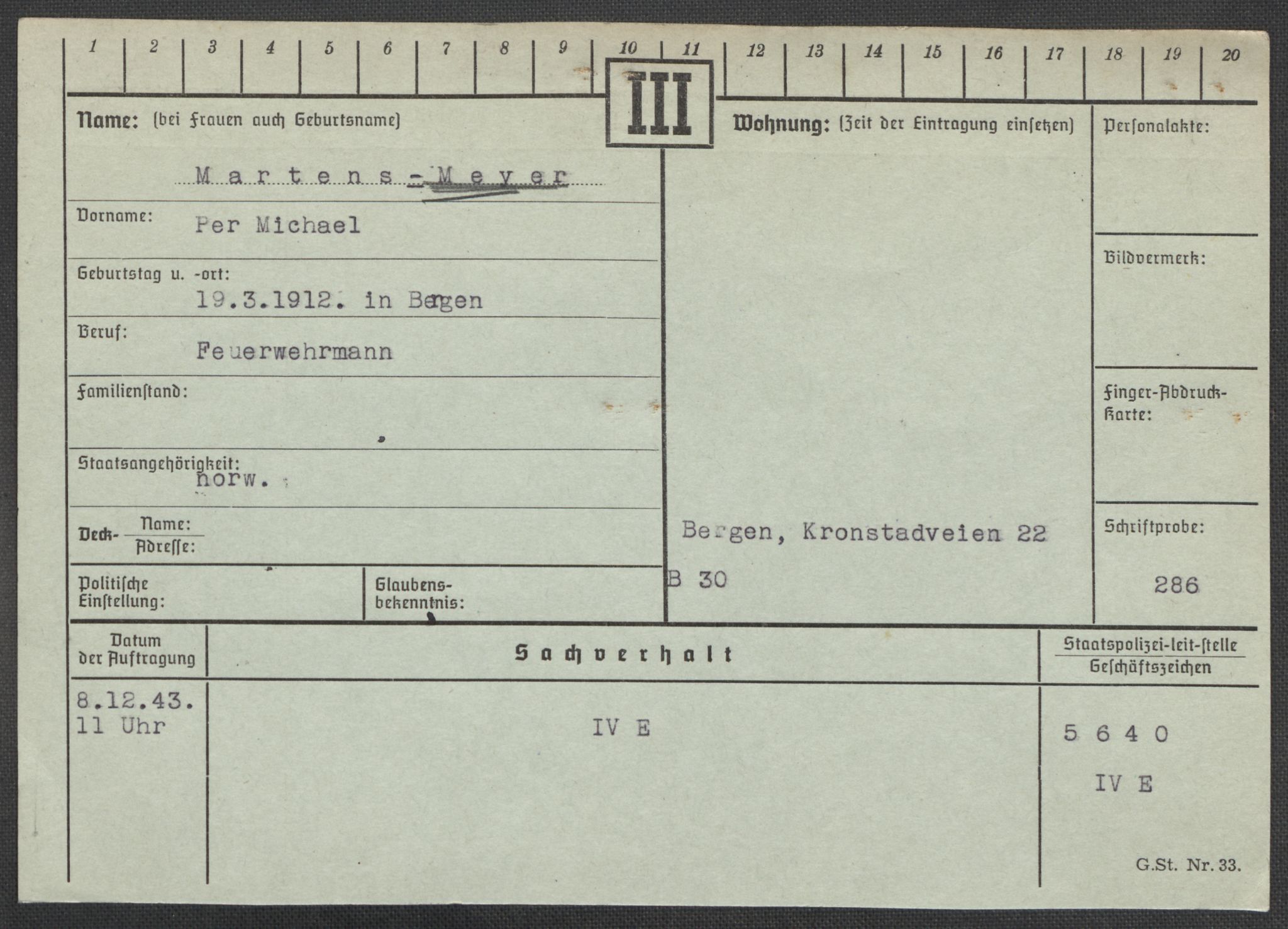 Befehlshaber der Sicherheitspolizei und des SD, RA/RAFA-5969/E/Ea/Eaa/L0007: Register over norske fanger i Møllergata 19: Lundb-N, 1940-1945, s. 570