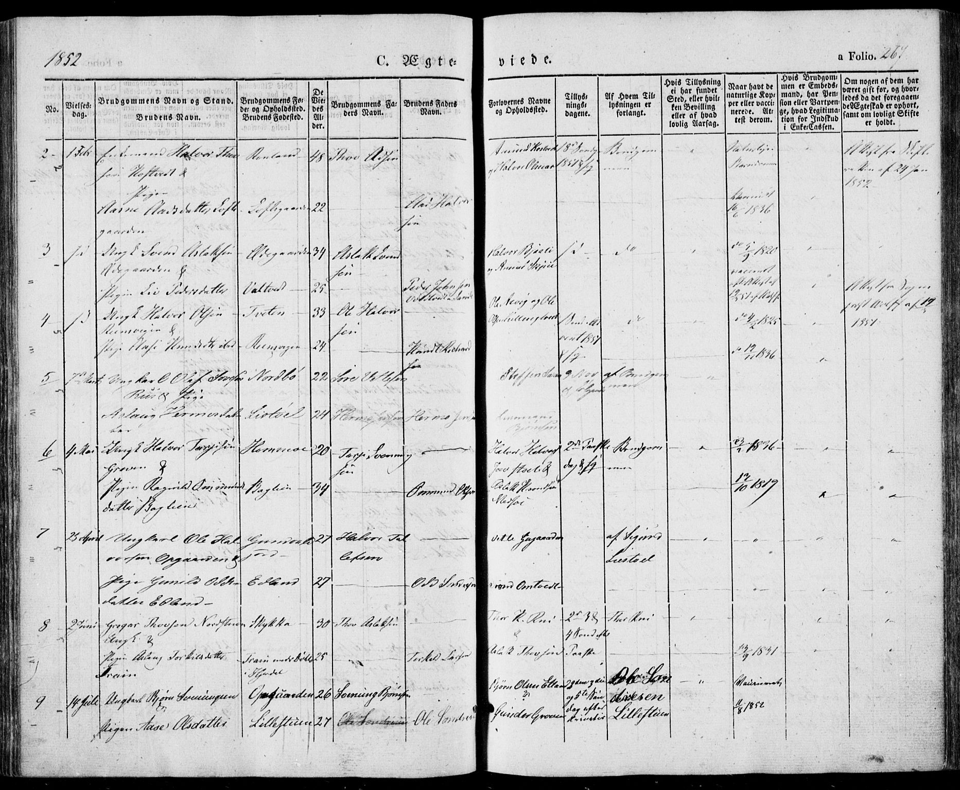 Vinje kirkebøker, AV/SAKO-A-312/F/Fa/L0004: Ministerialbok nr. I 4, 1843-1869, s. 267