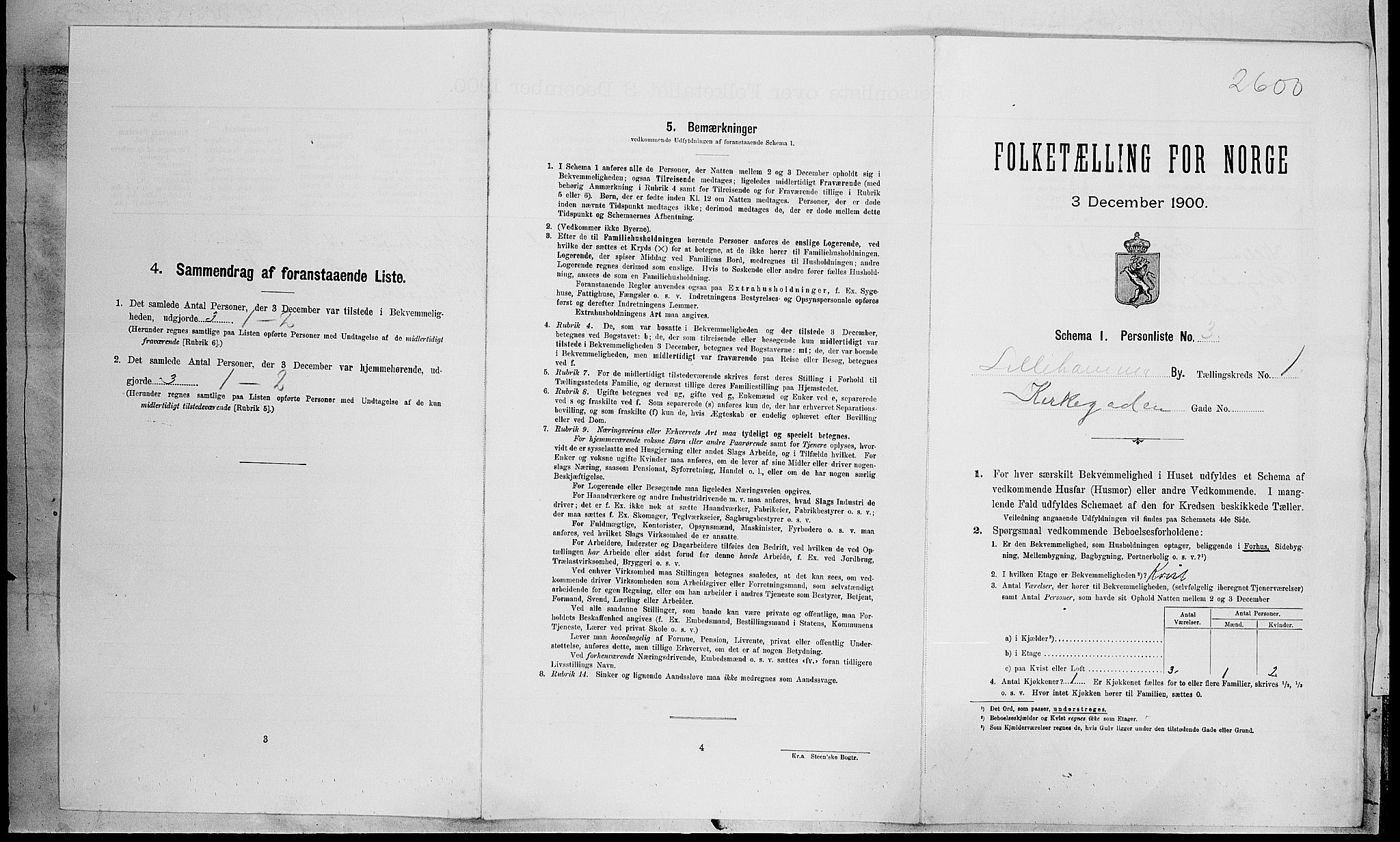 SAH, Folketelling 1900 for 0501 Lillehammer kjøpstad, 1900, s. 498