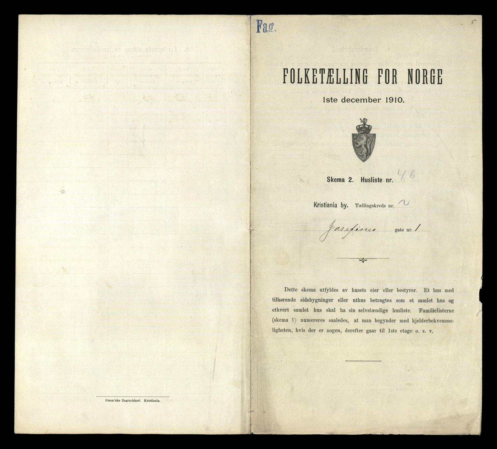RA, Folketelling 1910 for 0301 Kristiania kjøpstad, 1910, s. 46249