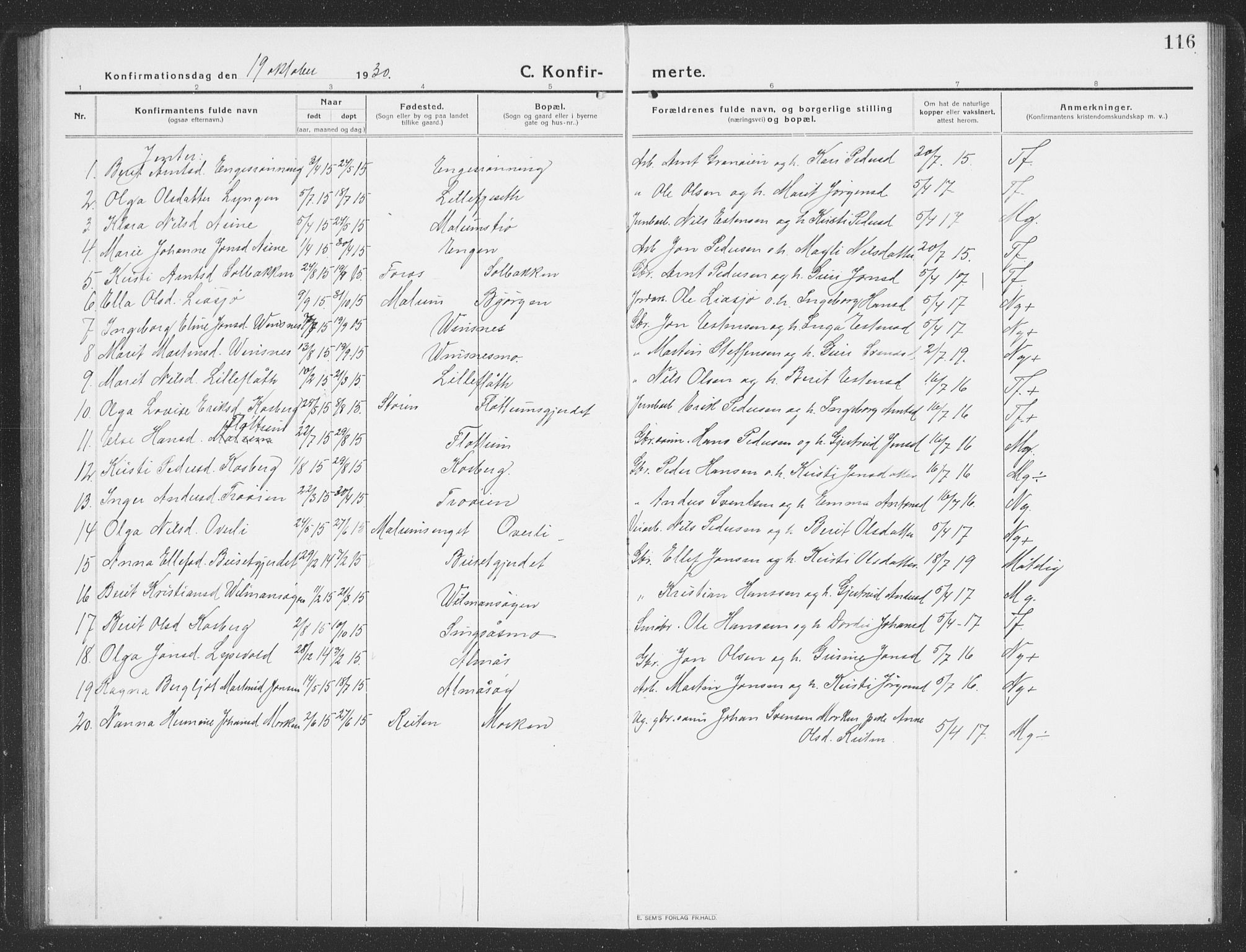 Ministerialprotokoller, klokkerbøker og fødselsregistre - Sør-Trøndelag, SAT/A-1456/688/L1030: Klokkerbok nr. 688C05, 1916-1939, s. 116