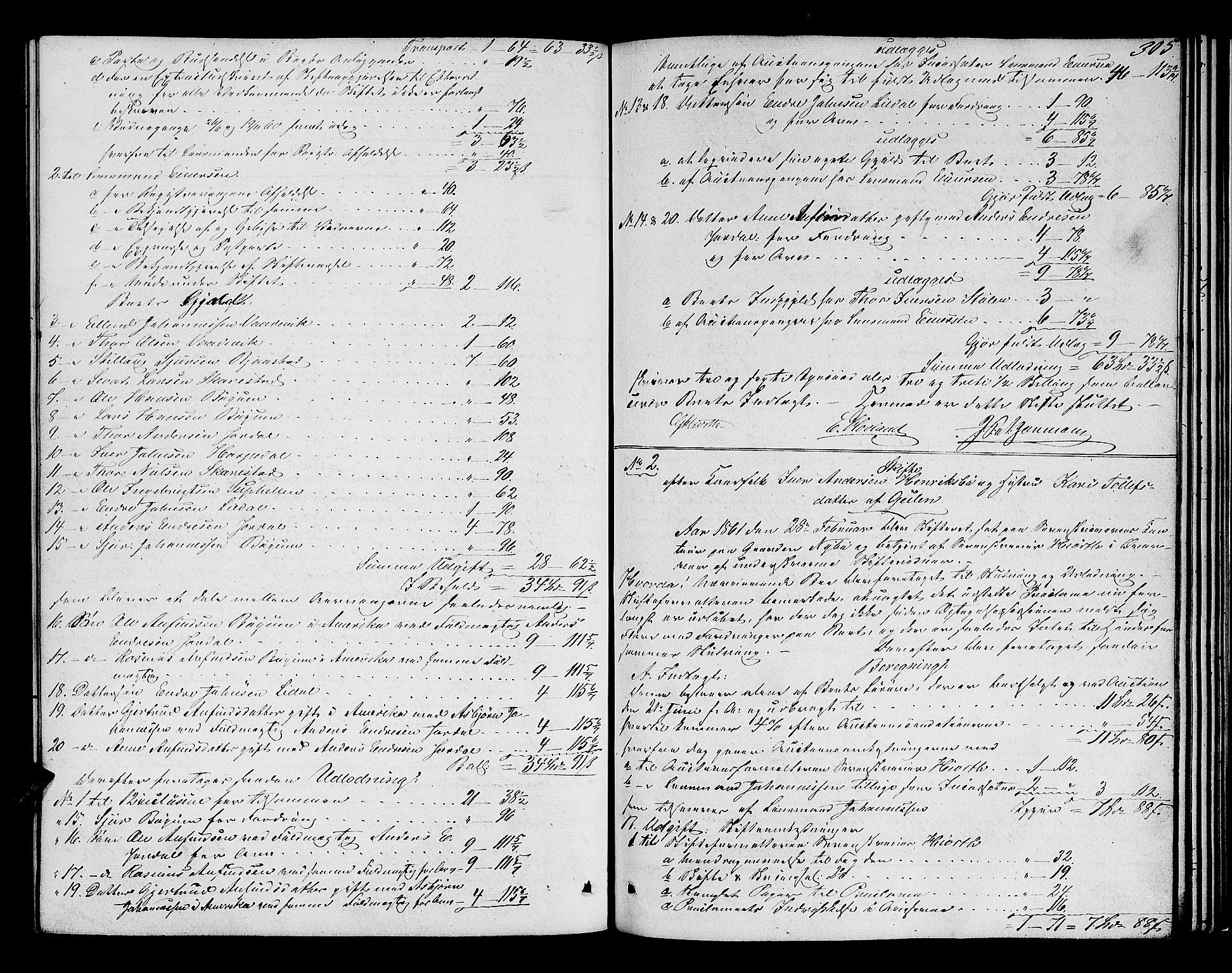 Ytre Sogn tingrett, AV/SAB-A-2601/1/H/Hc/L0001a: Skifteutlodningsprotokoll, 1853-1868, s. 304b-305a