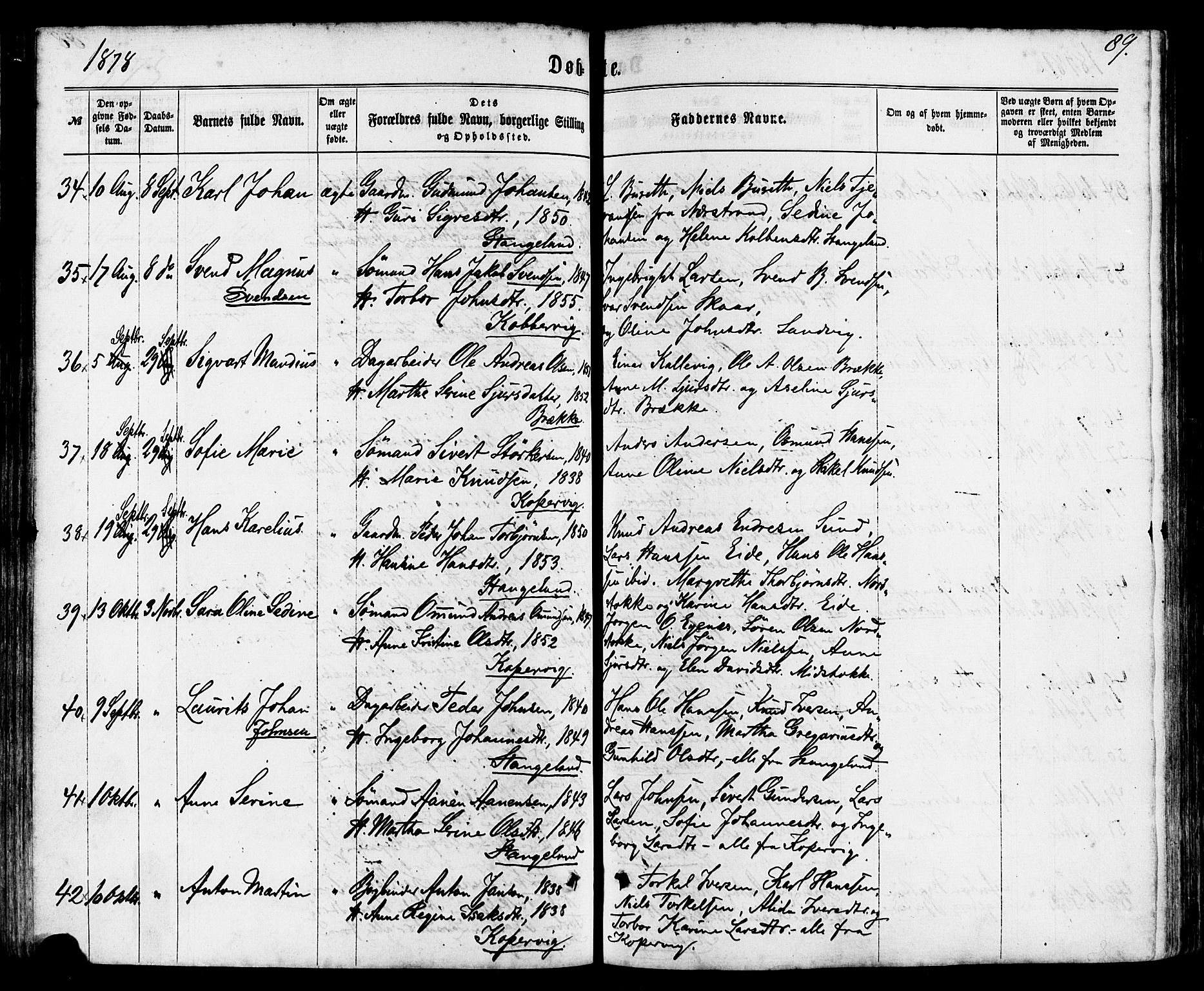 Avaldsnes sokneprestkontor, AV/SAST-A -101851/H/Ha/Haa/L0011: Ministerialbok nr. A 11, 1861-1880, s. 89