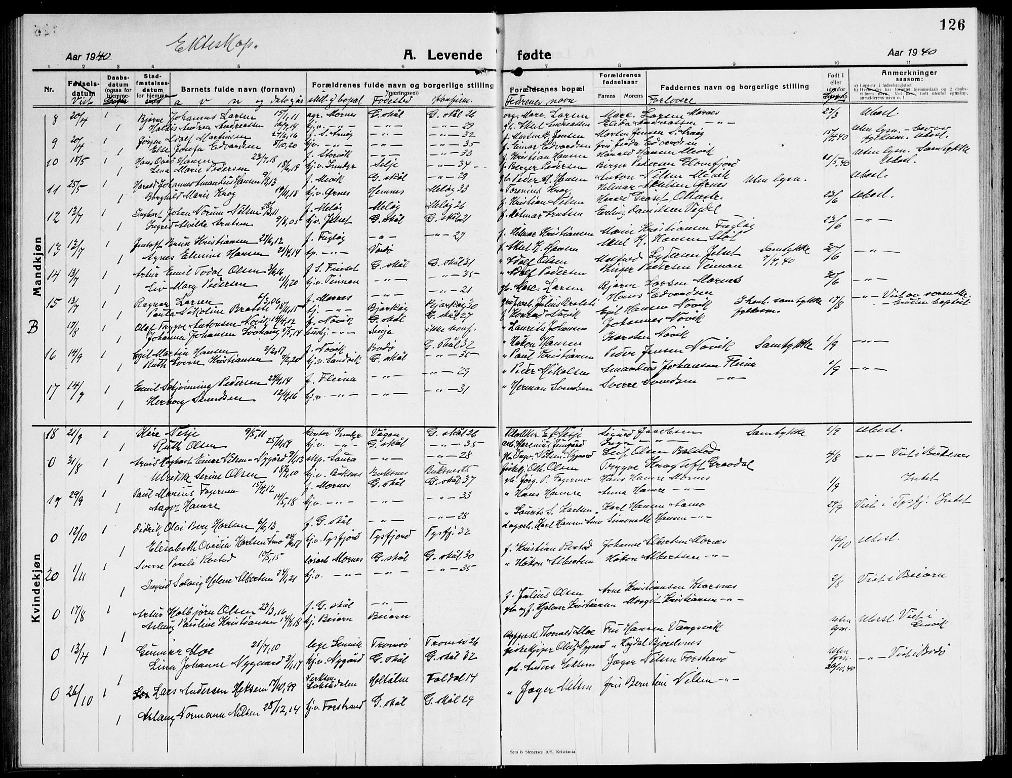 Ministerialprotokoller, klokkerbøker og fødselsregistre - Nordland, AV/SAT-A-1459/805/L0111: Klokkerbok nr. 805C07, 1925-1943, s. 126