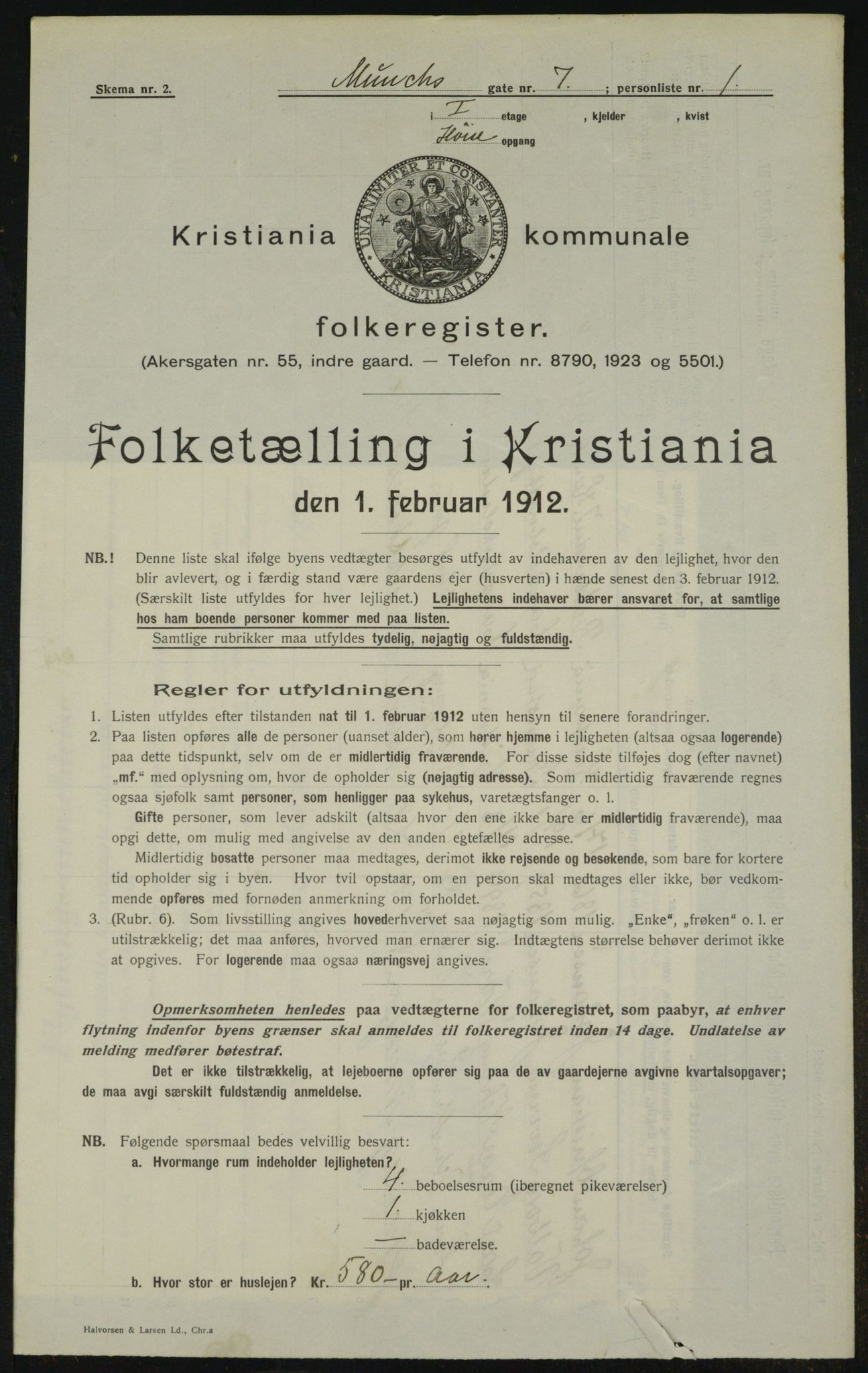 OBA, Kommunal folketelling 1.2.1912 for Kristiania, 1912, s. 67170