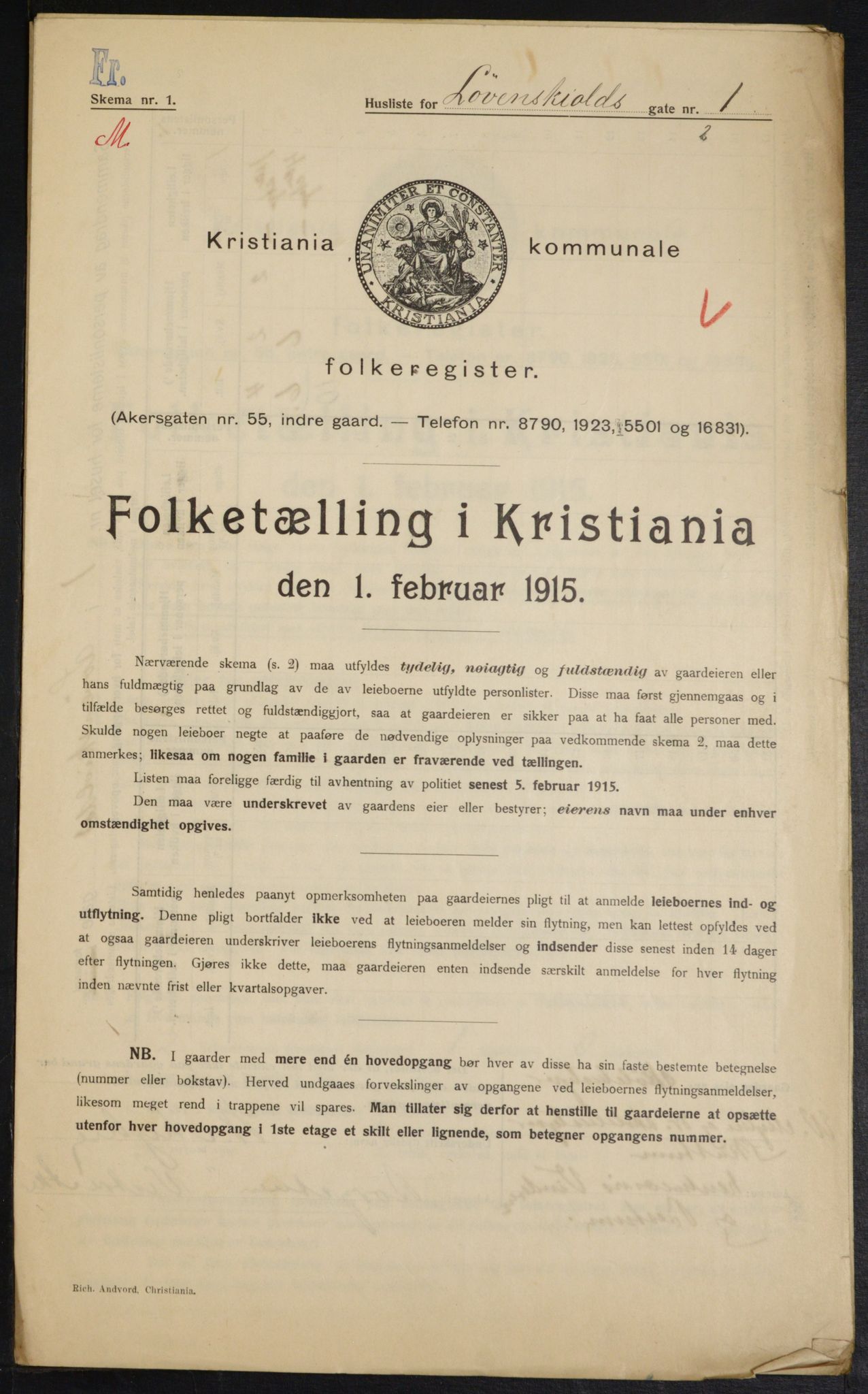 OBA, Kommunal folketelling 1.2.1915 for Kristiania, 1915, s. 58154