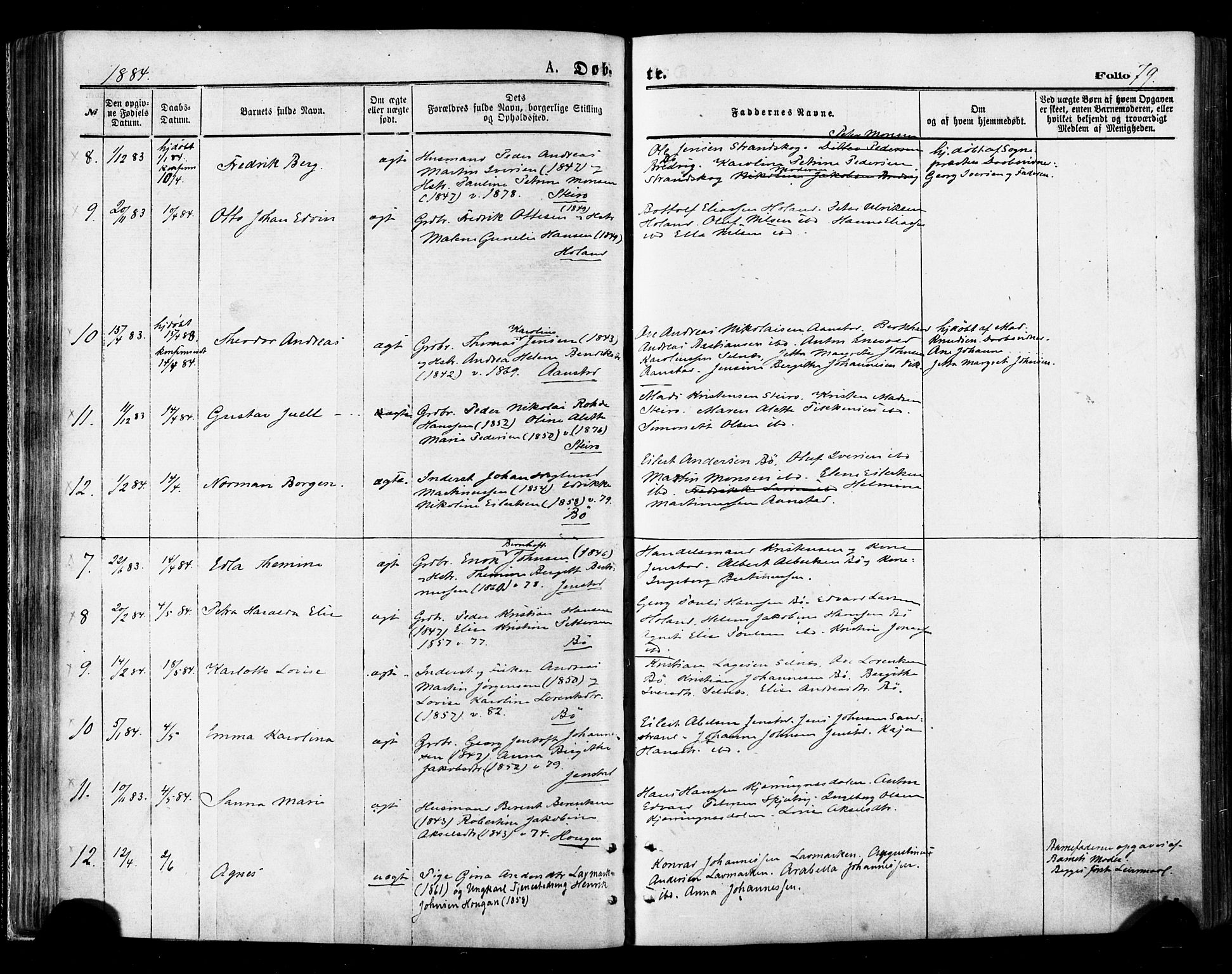 Ministerialprotokoller, klokkerbøker og fødselsregistre - Nordland, AV/SAT-A-1459/895/L1370: Ministerialbok nr. 895A05, 1873-1884, s. 79