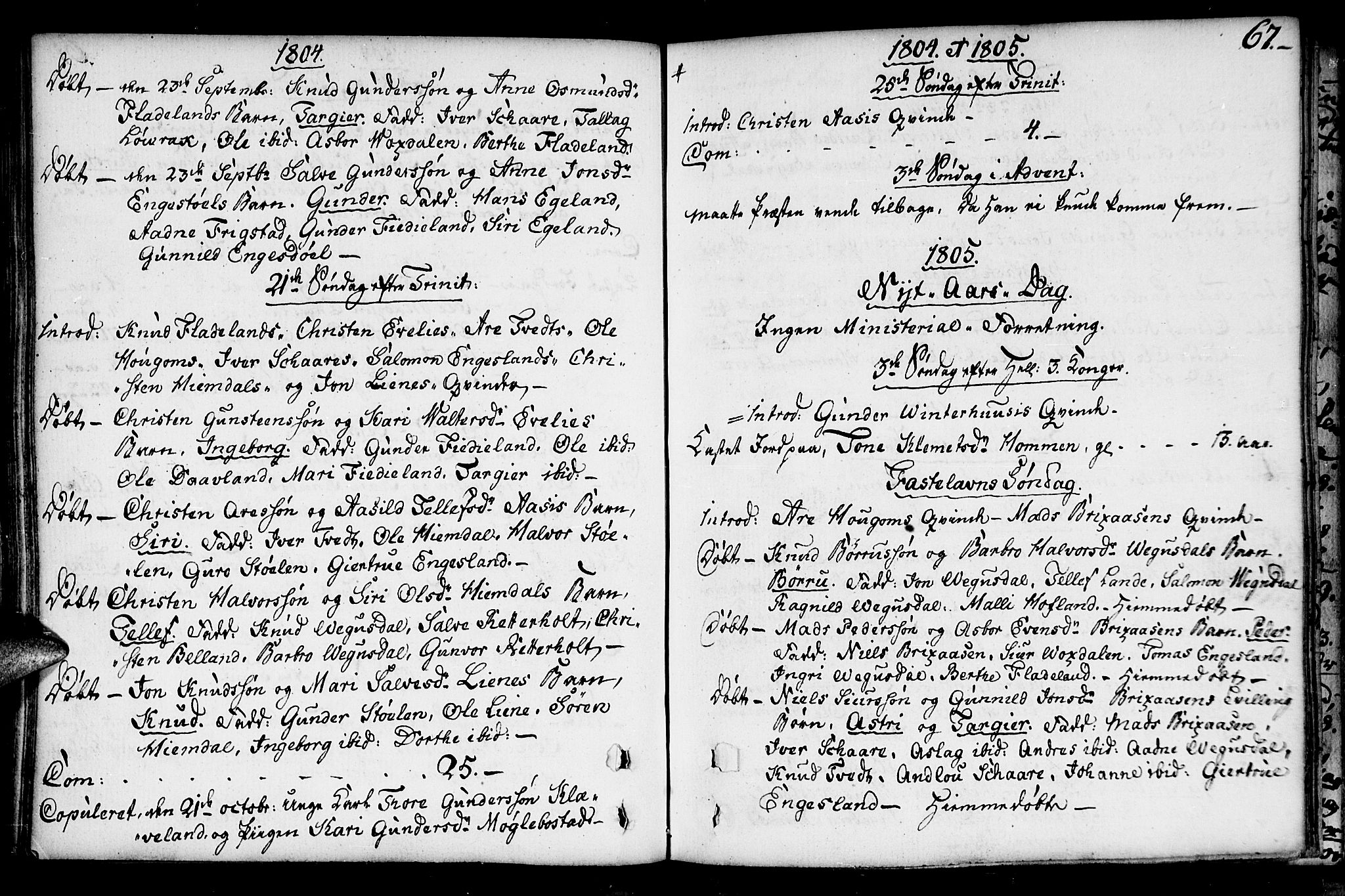 Herefoss sokneprestkontor, AV/SAK-1111-0019/F/Fa/Fab/L0002: Ministerialbok nr. A 2, 1780-1816, s. 67