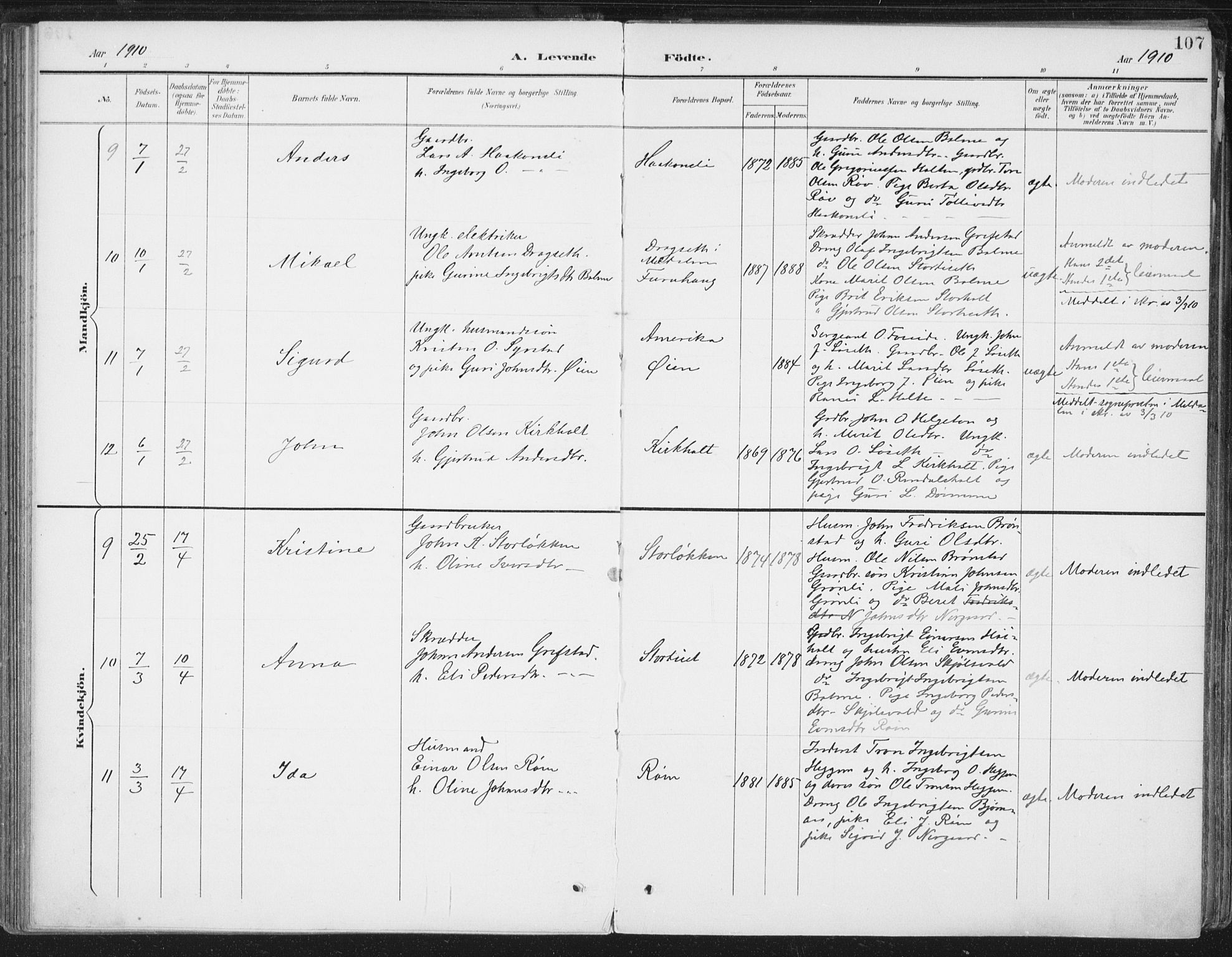 Ministerialprotokoller, klokkerbøker og fødselsregistre - Møre og Romsdal, AV/SAT-A-1454/598/L1072: Ministerialbok nr. 598A06, 1896-1910, s. 107