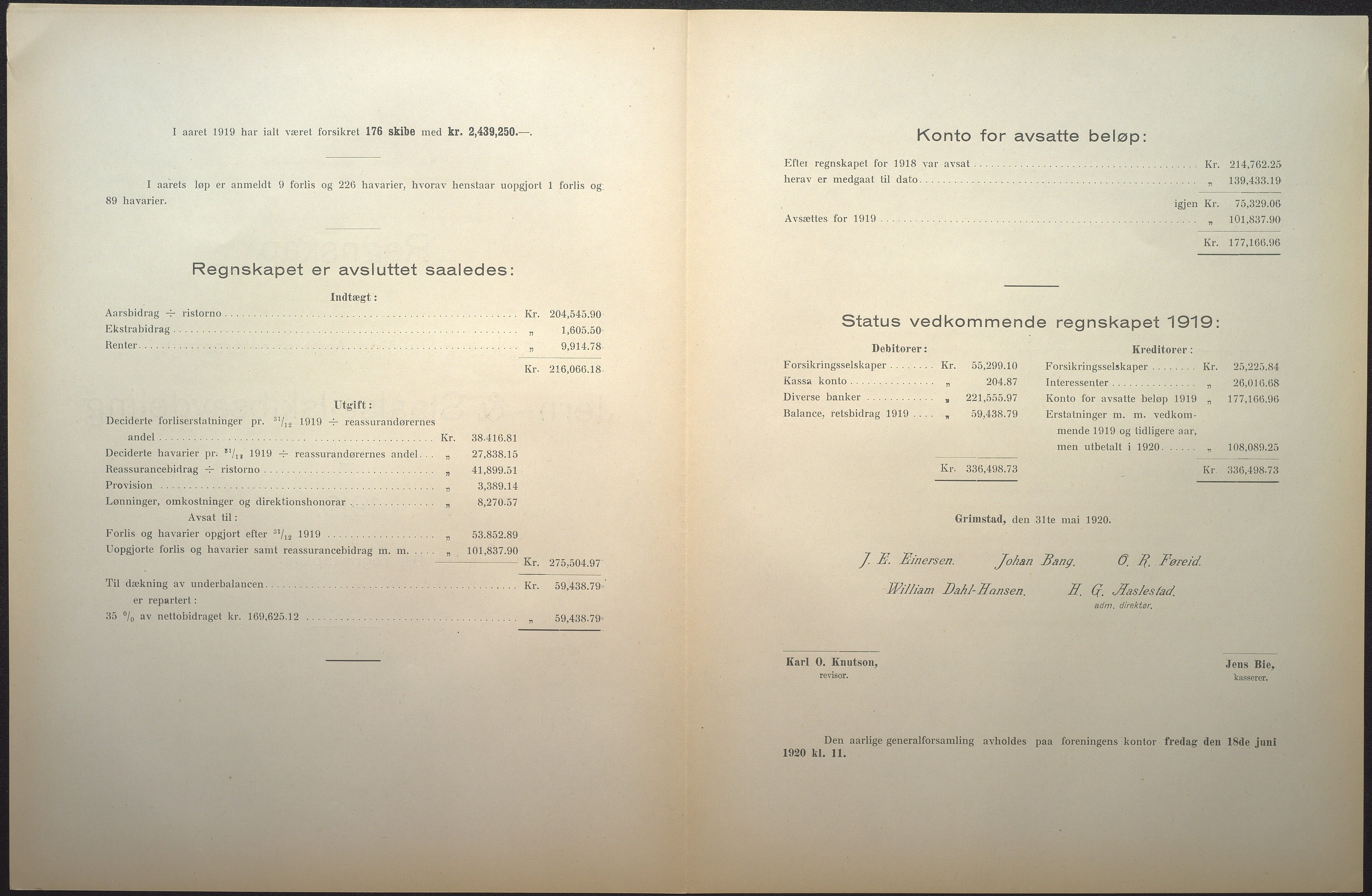 Agders Gjensidige Assuranceforening, AAKS/PA-1718/05/L0004: Regnskap, seilavdeling, pakkesak. Og regnskap jernavdeling, 1911-1924