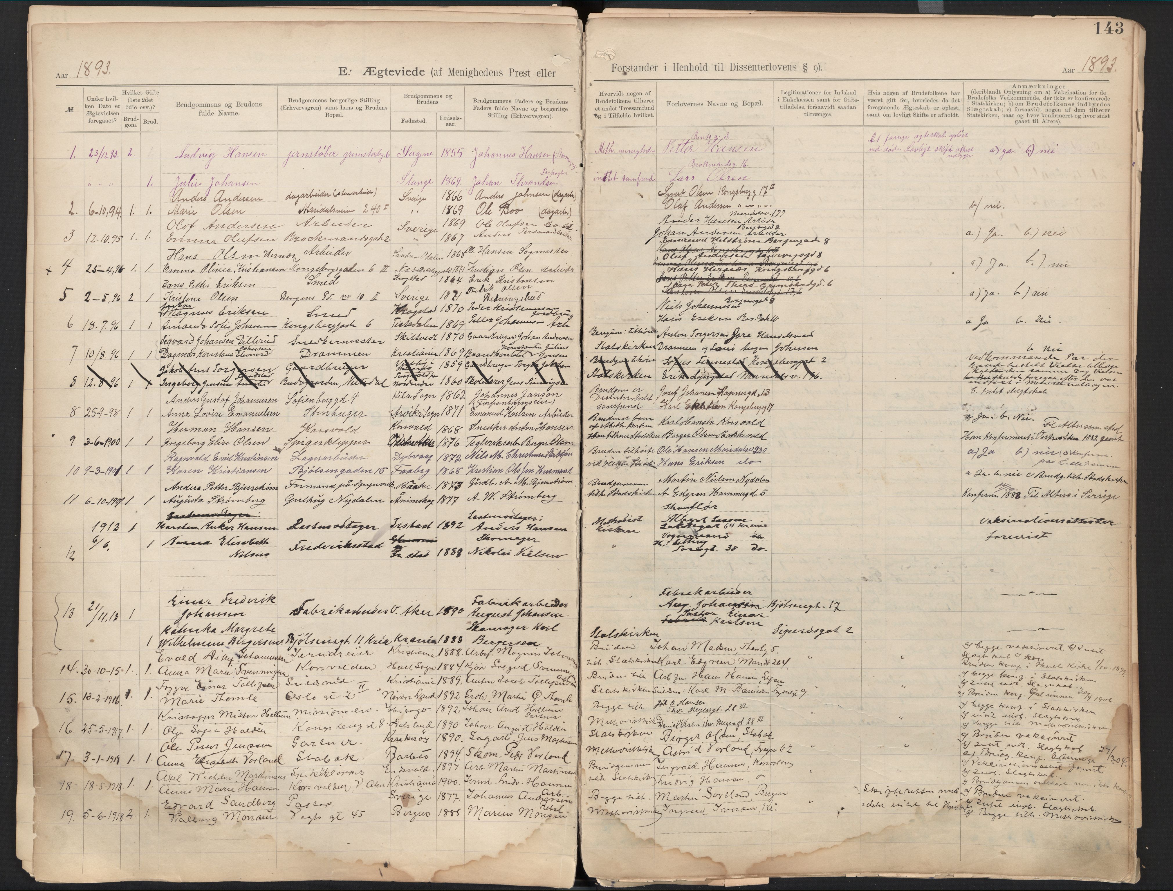 Femte metodistmenighet Oslo, AV/SAO-PAO-0217/A/L0001: Dissenterprotokoll nr. 1, 1893-1985, s. 143