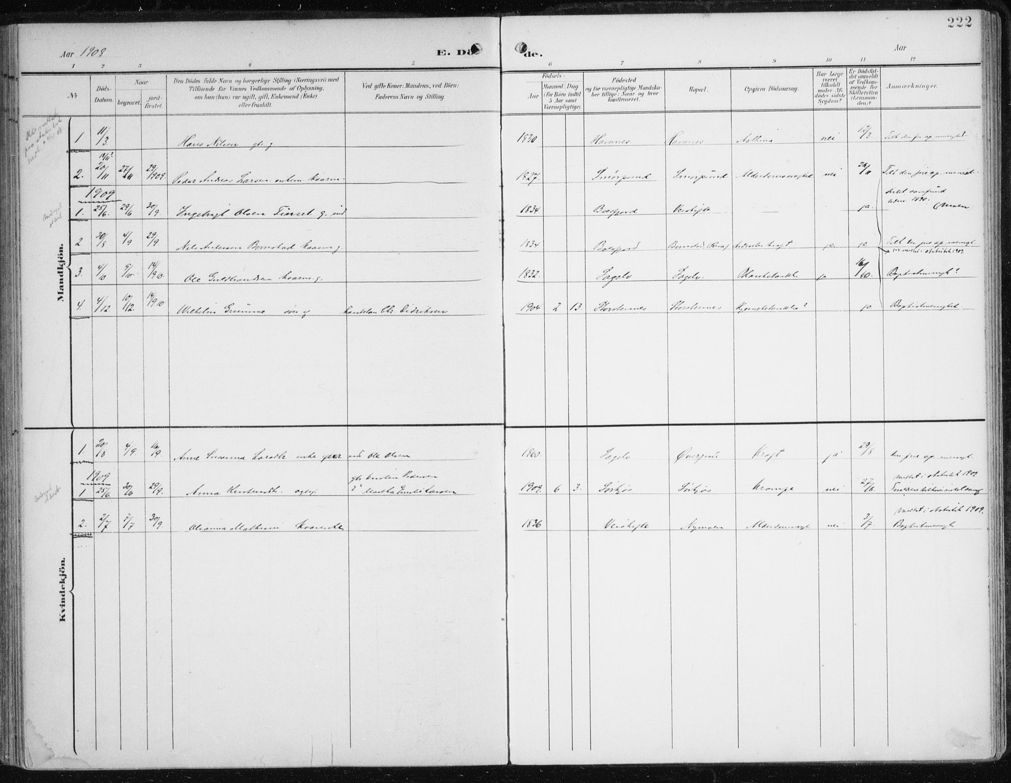 Balsfjord sokneprestembete, AV/SATØ-S-1303/G/Ga/L0006kirke: Ministerialbok nr. 6, 1897-1909, s. 222