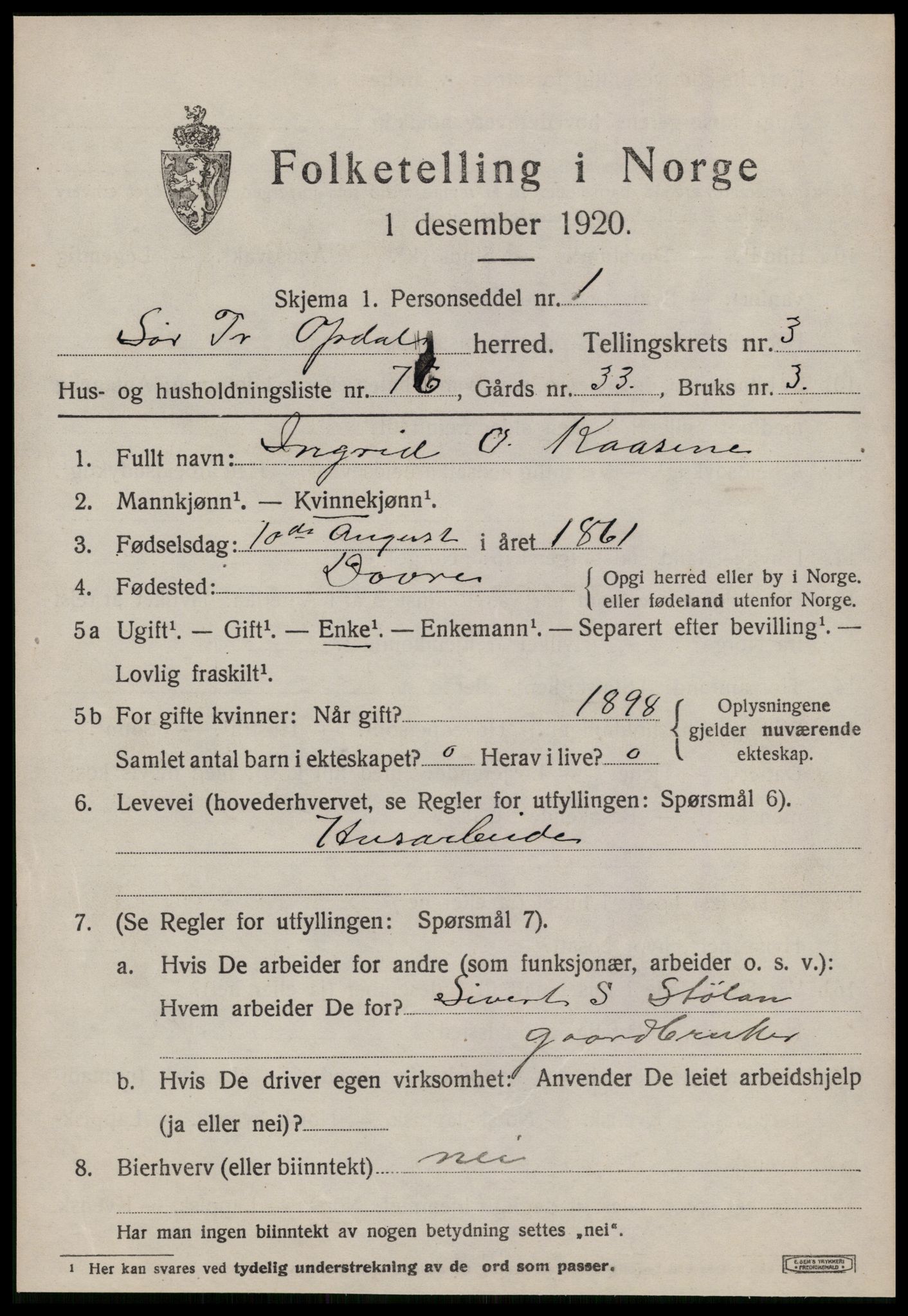 SAT, Folketelling 1920 for 1634 Oppdal herred, 1920, s. 4015