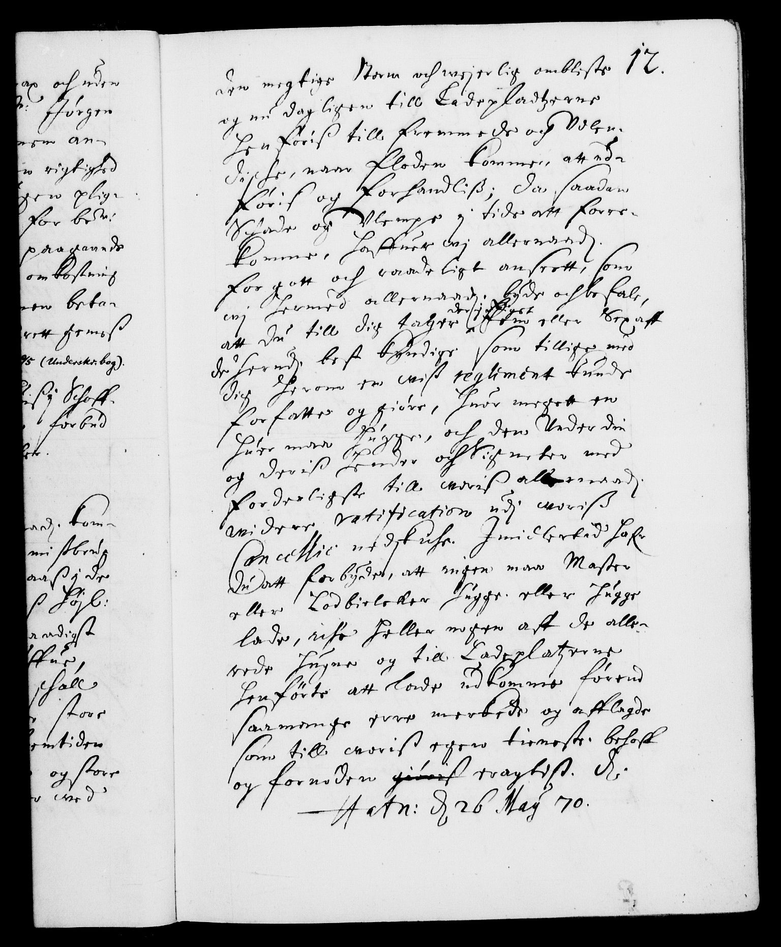 Danske Kanselli 1572-1799, AV/RA-EA-3023/F/Fc/Fca/Fcab/L0012: Norske tegnelser (mikrofilm), 1670-1683, s. 12a