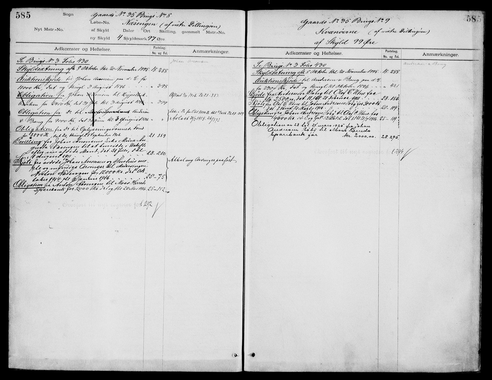 Moss sorenskriveri, SAO/A-10168: Panteregister nr. IV 3b, 1769-1926, s. 585