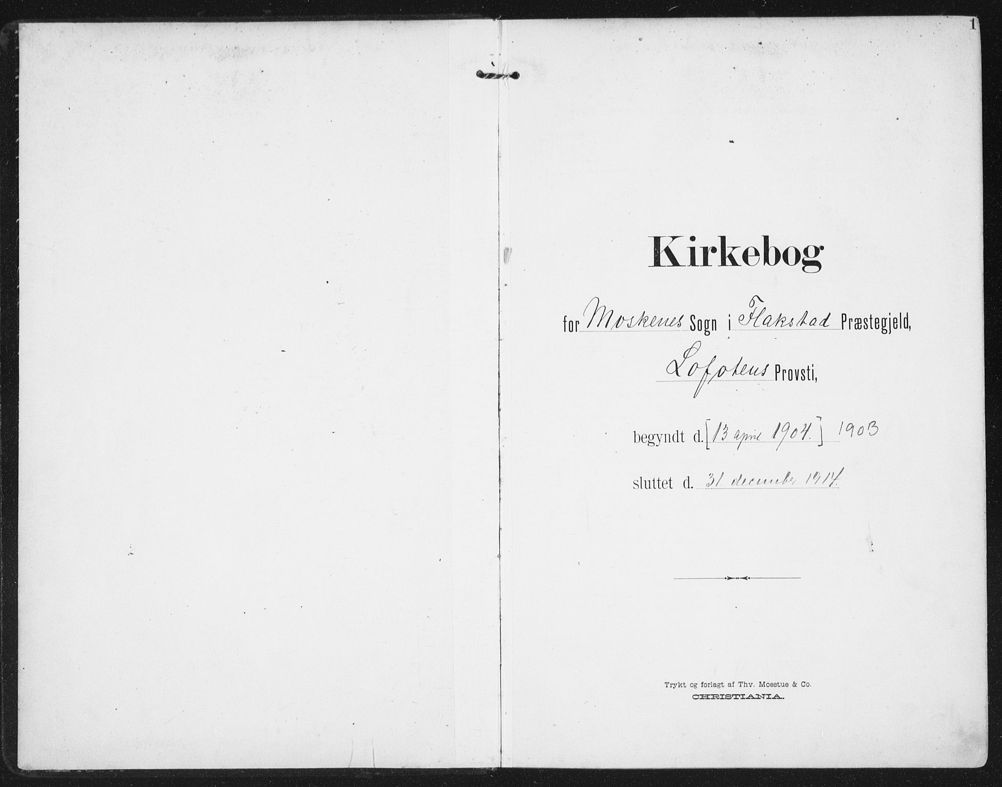 Ministerialprotokoller, klokkerbøker og fødselsregistre - Nordland, SAT/A-1459/886/L1221: Ministerialbok nr. 886A03, 1903-1913, s. 1