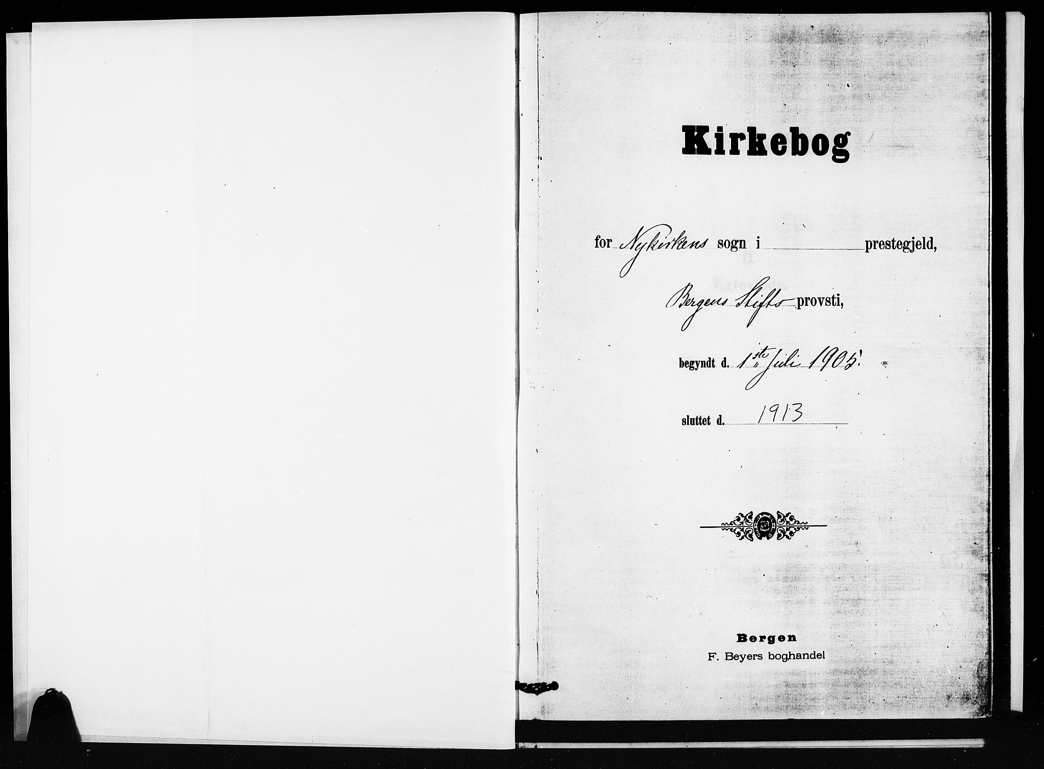 Nykirken Sokneprestembete, SAB/A-77101/H/Hab: Klokkerbok nr. D 3, 1905-1913