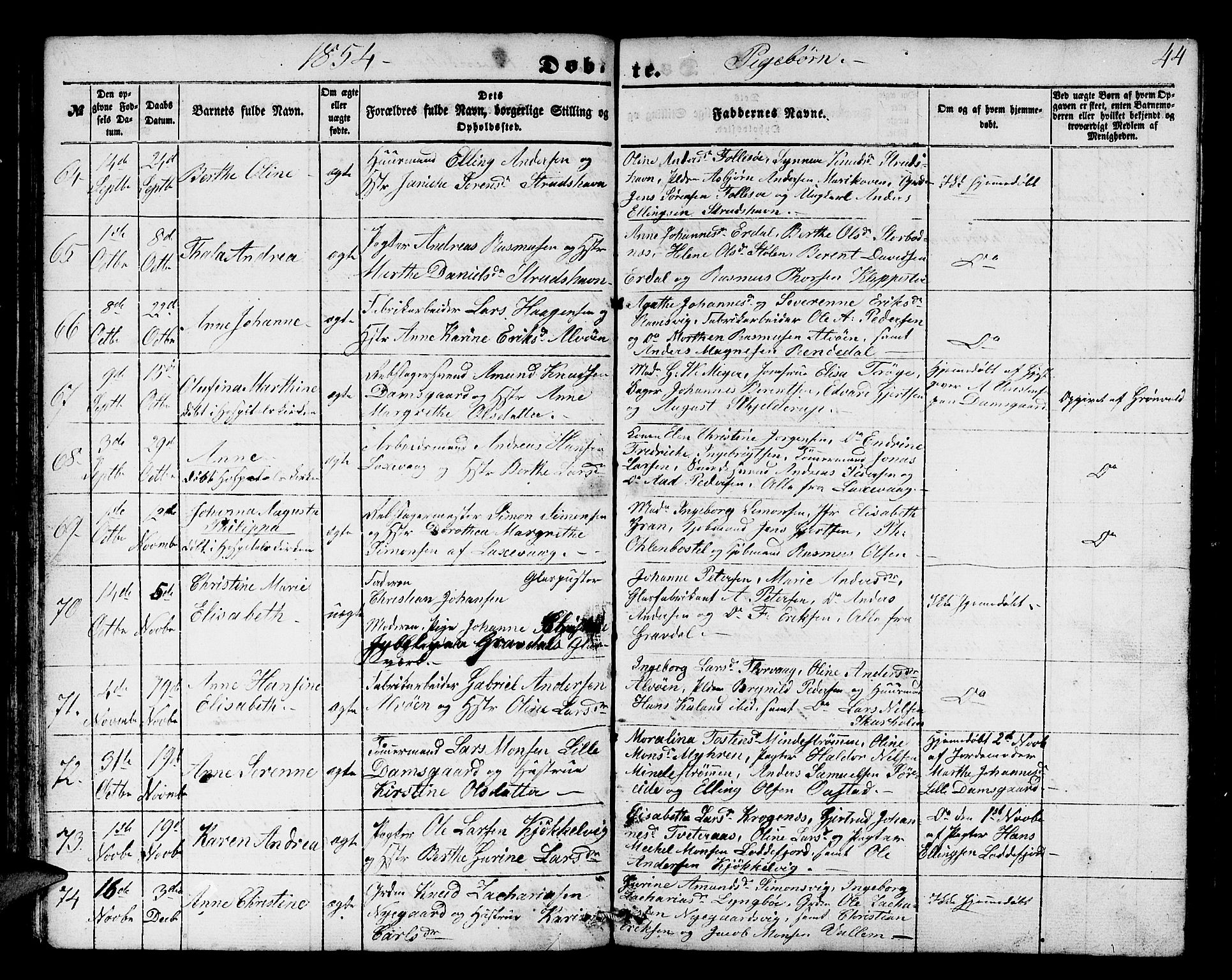Askøy Sokneprestembete, AV/SAB-A-74101/H/Ha/Hab/Haba/L0004: Klokkerbok nr. A 4, 1852-1864, s. 44