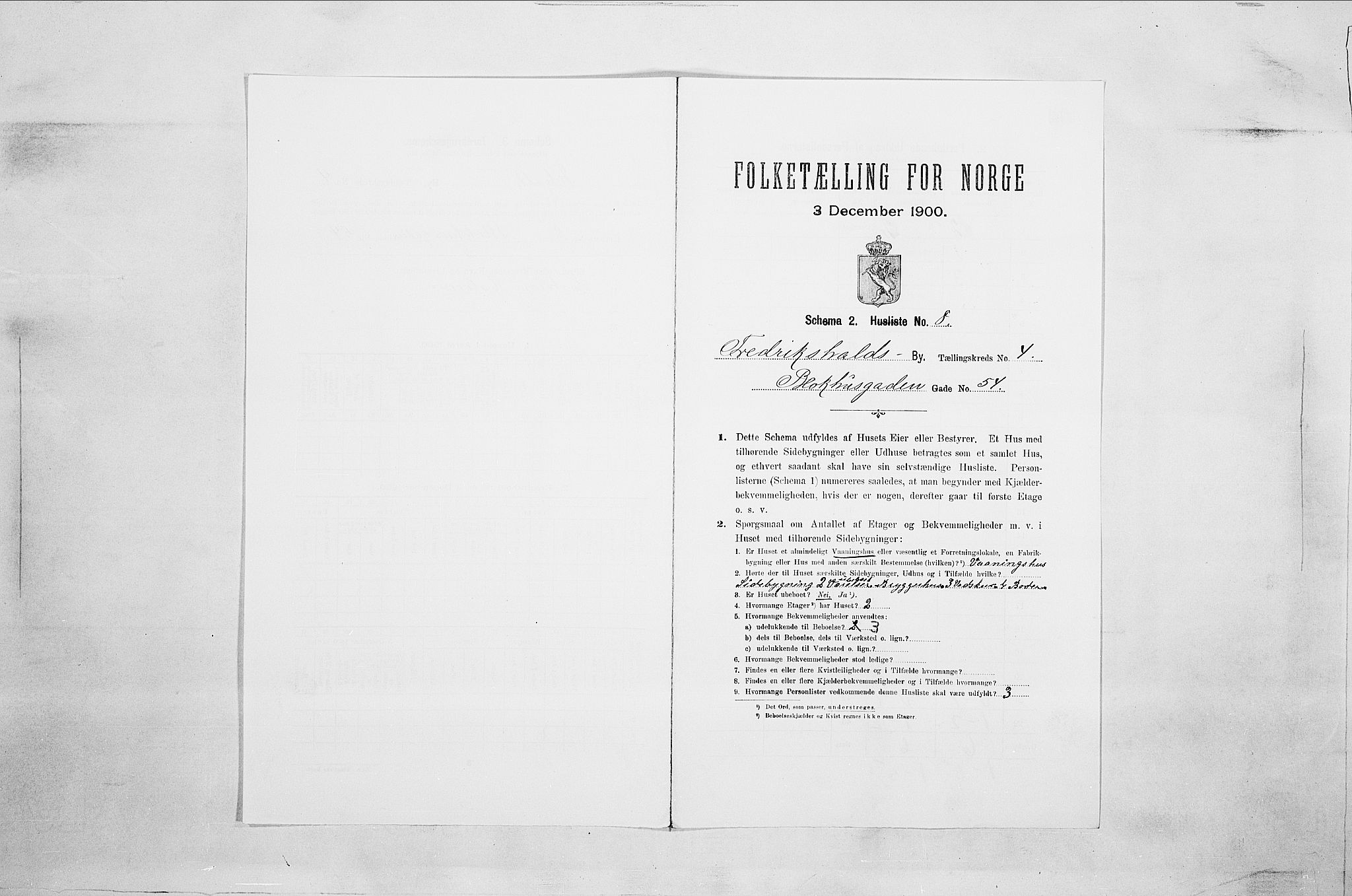 SAO, Folketelling 1900 for 0101 Fredrikshald kjøpstad, 1900