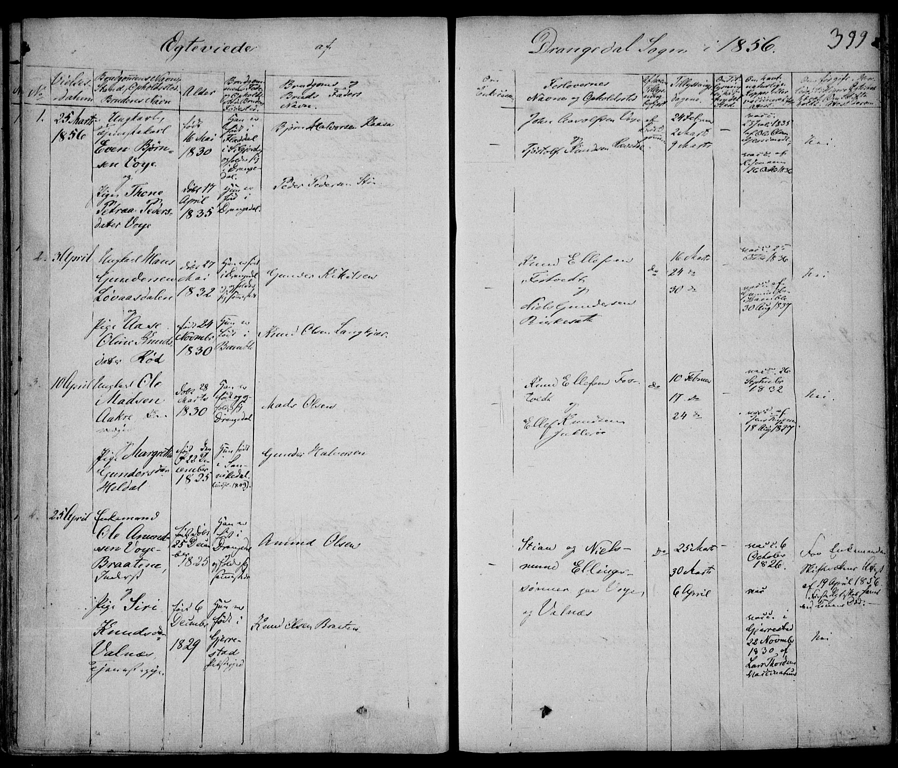 Drangedal kirkebøker, AV/SAKO-A-258/F/Fa/L0007a: Ministerialbok nr. 7a, 1837-1856, s. 399