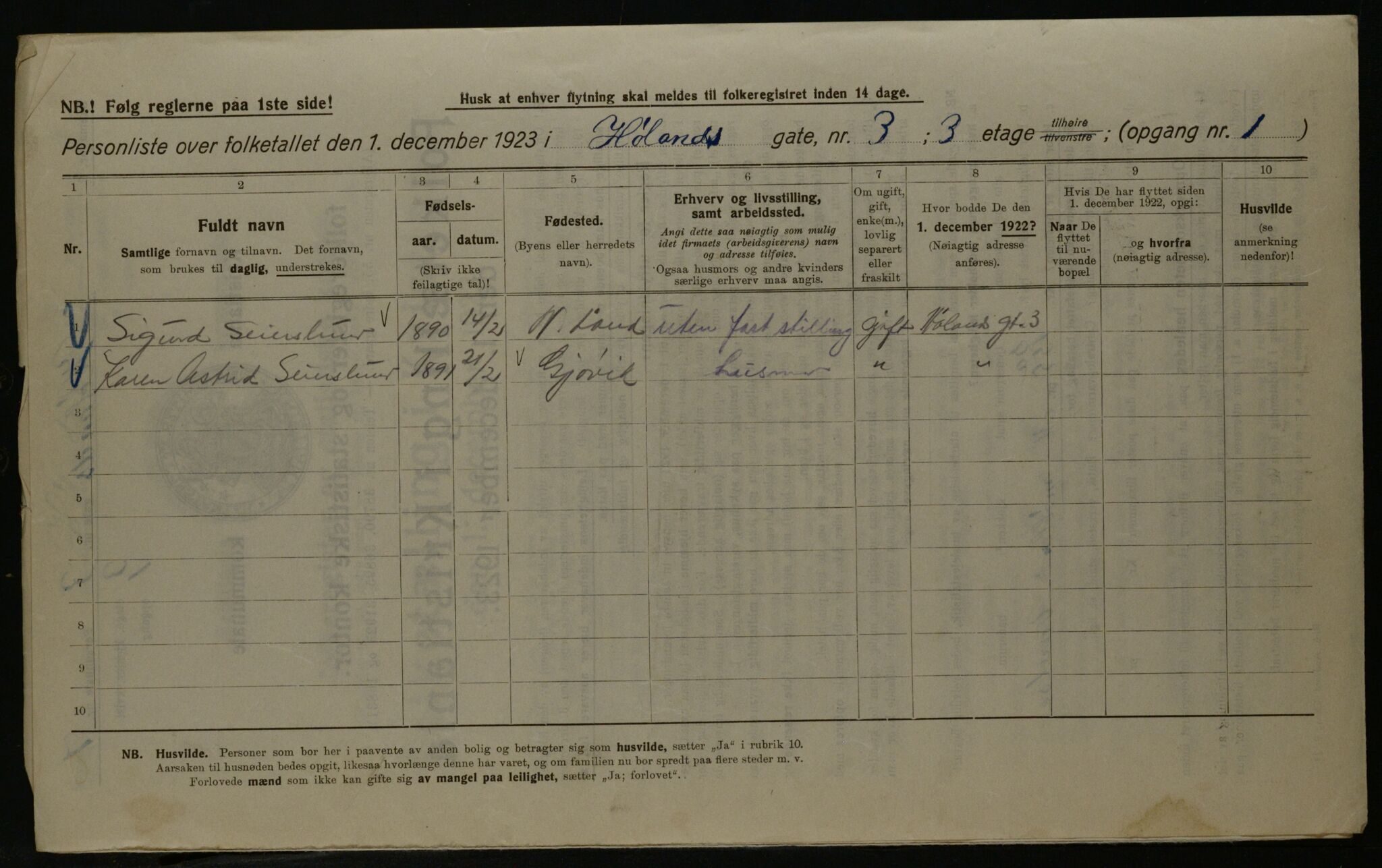 OBA, Kommunal folketelling 1.12.1923 for Kristiania, 1923, s. 47157