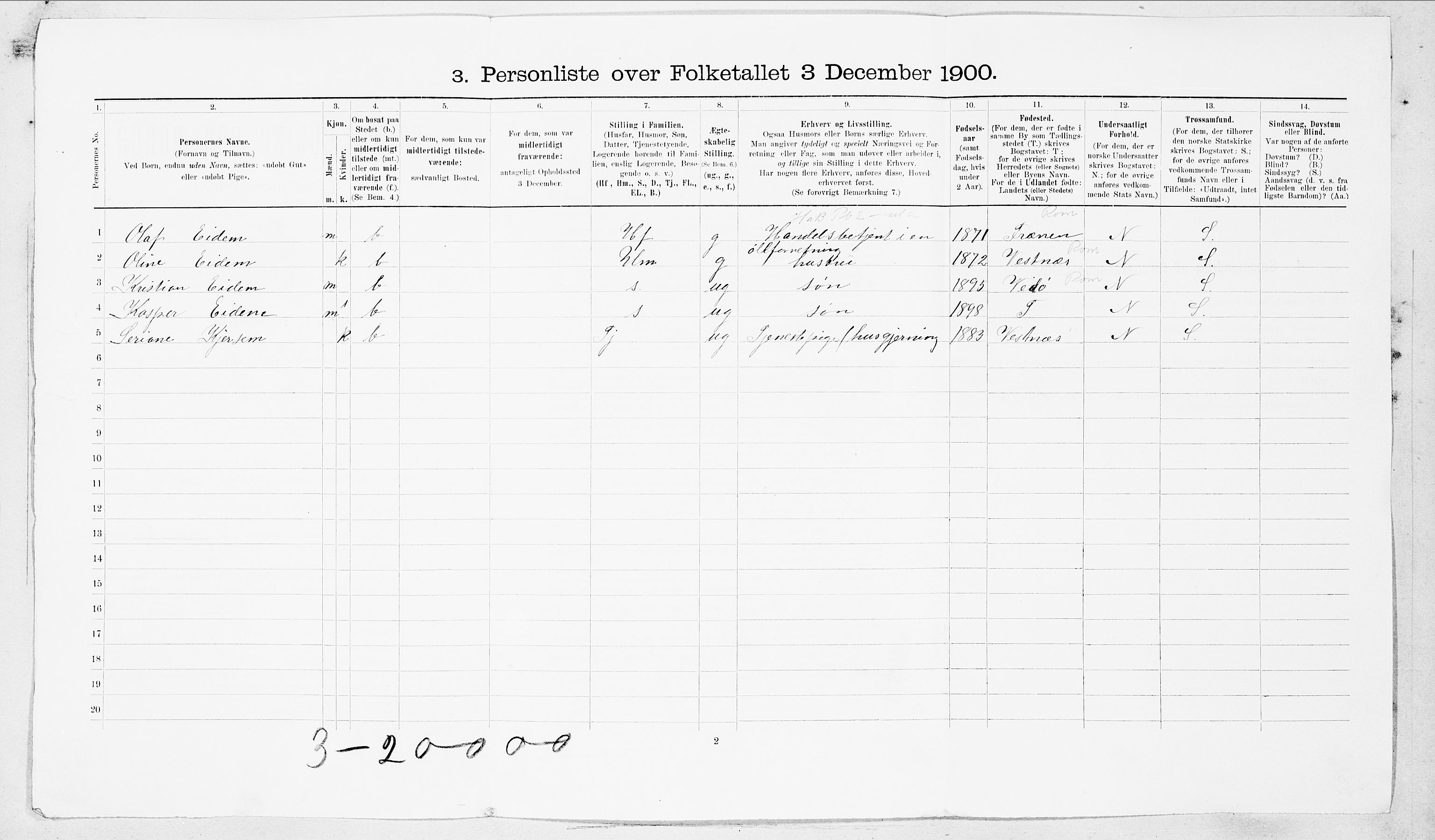 SAT, Folketelling 1900 for 1501 Ålesund kjøpstad, 1900, s. 2939