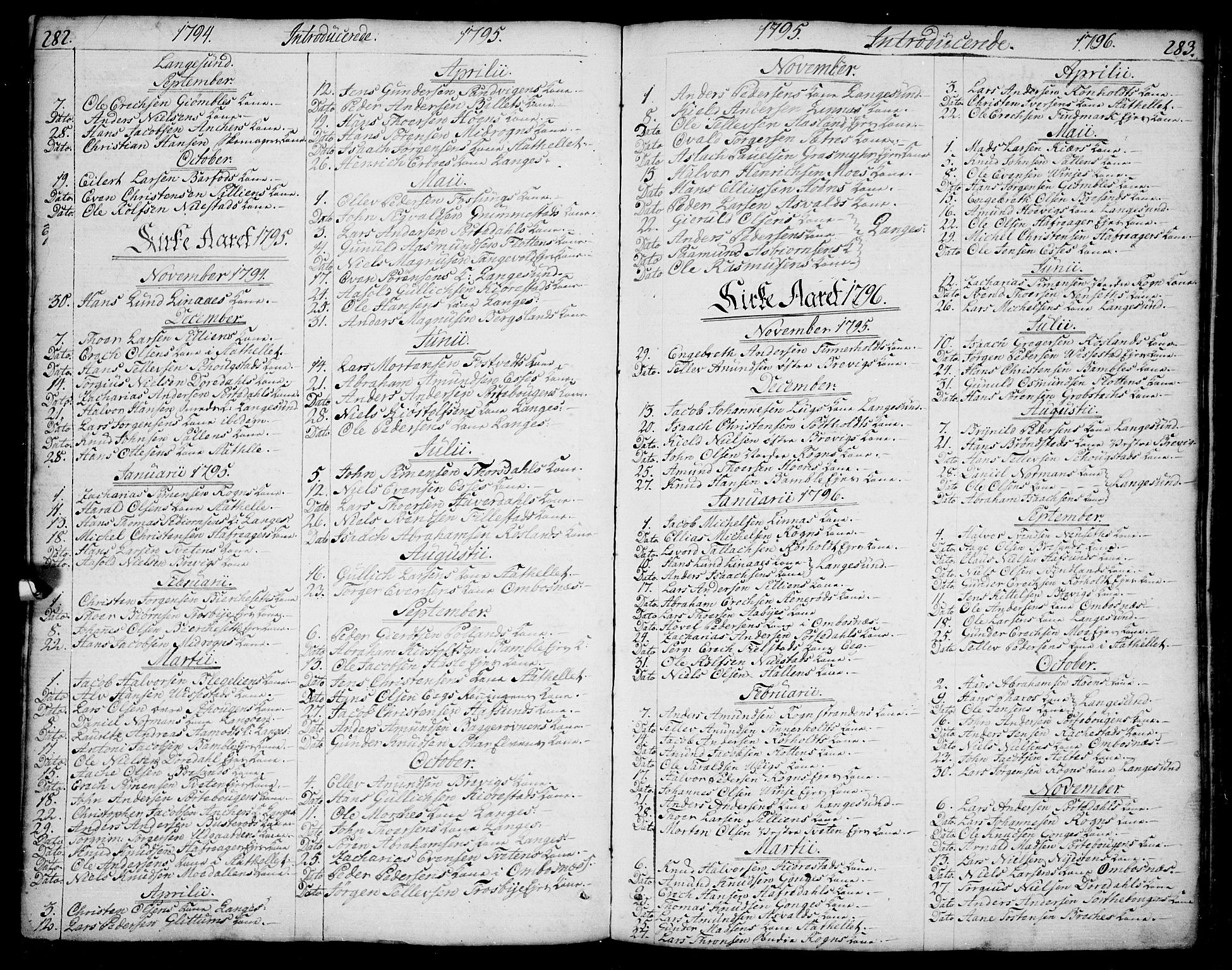 Bamble kirkebøker, AV/SAKO-A-253/F/Fa/L0002: Ministerialbok nr. I 2, 1775-1814, s. 282-283