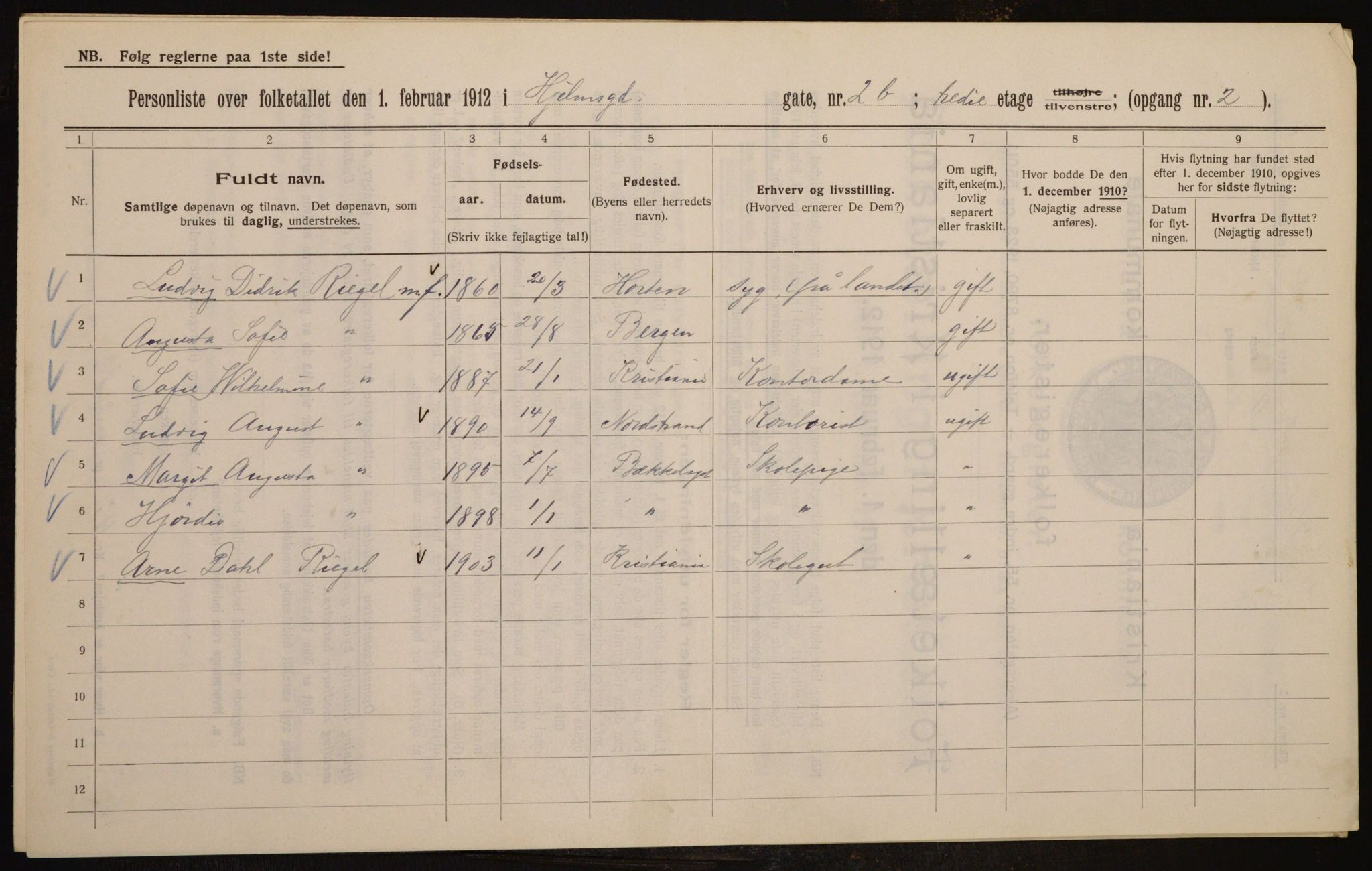 OBA, Kommunal folketelling 1.2.1912 for Kristiania, 1912, s. 40563