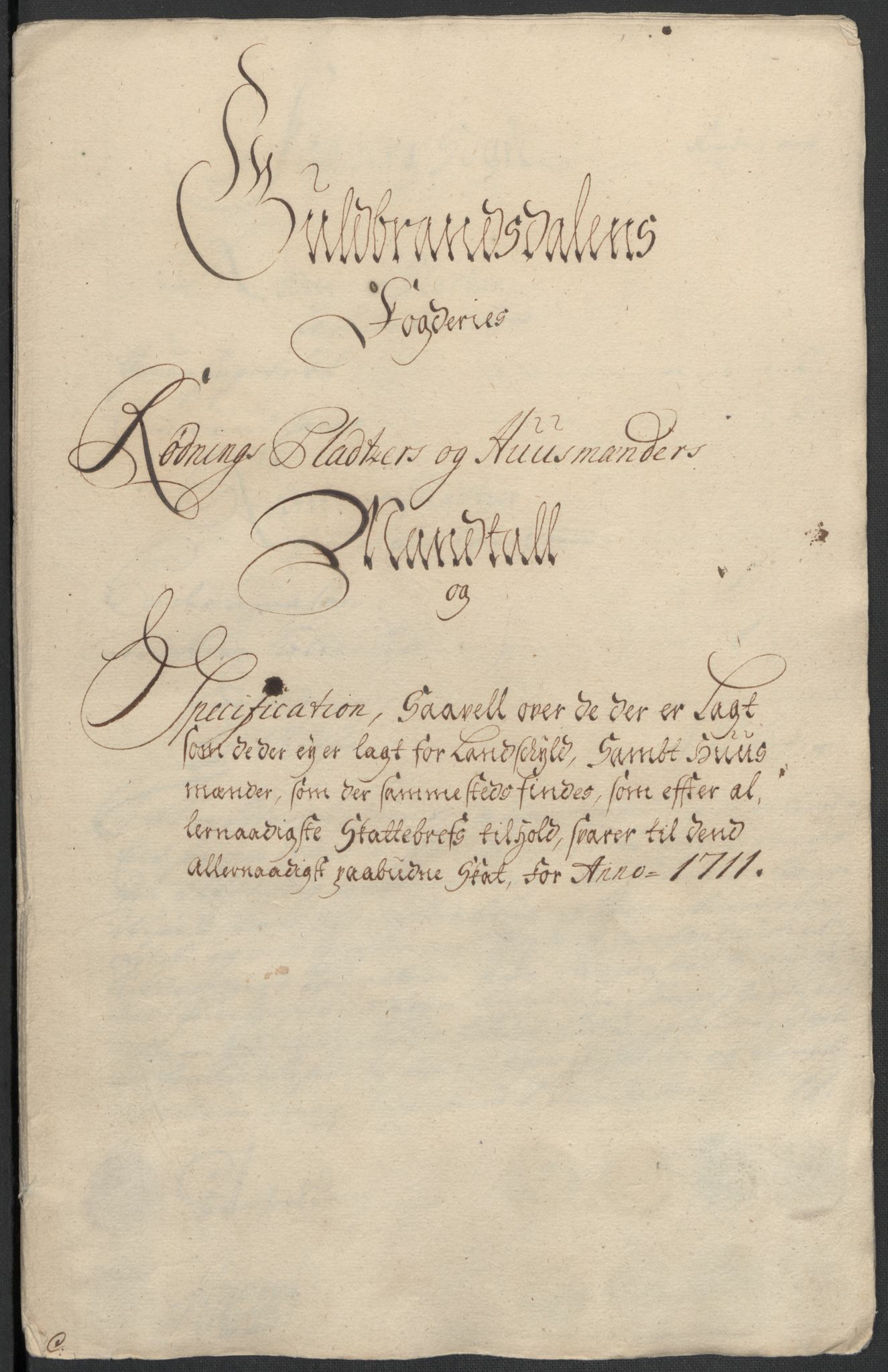 Rentekammeret inntil 1814, Reviderte regnskaper, Fogderegnskap, RA/EA-4092/R17/L1180: Fogderegnskap Gudbrandsdal, 1711, s. 53