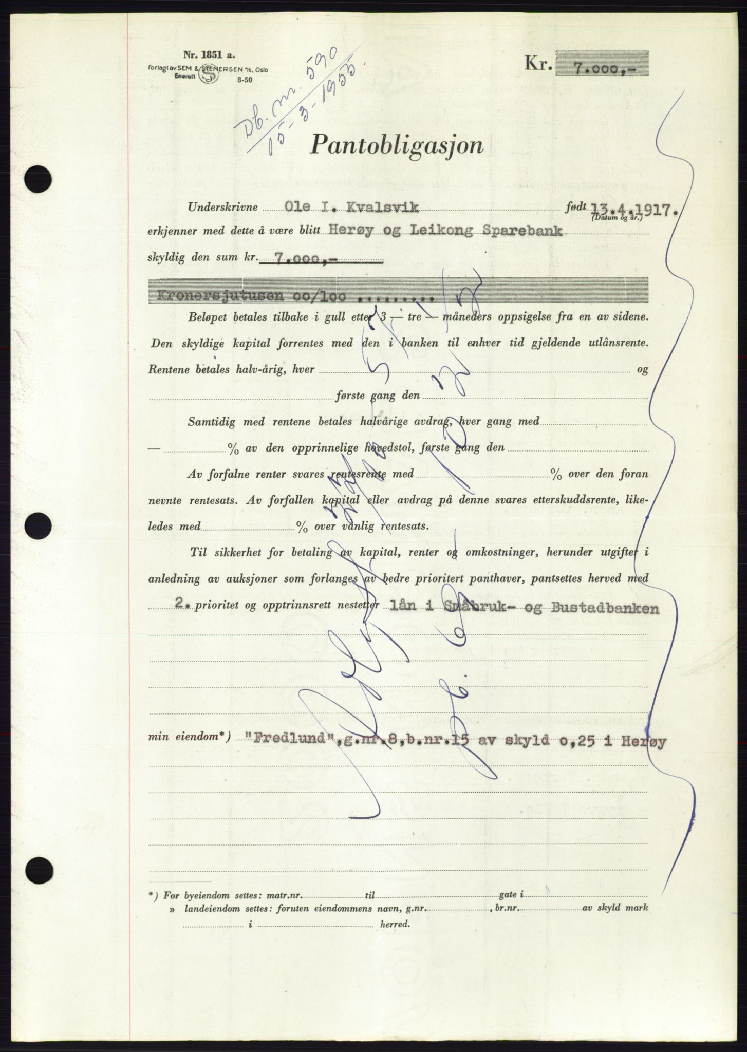 Søre Sunnmøre sorenskriveri, AV/SAT-A-4122/1/2/2C/L0126: Pantebok nr. 14B, 1954-1955, Dagboknr: 590/1955